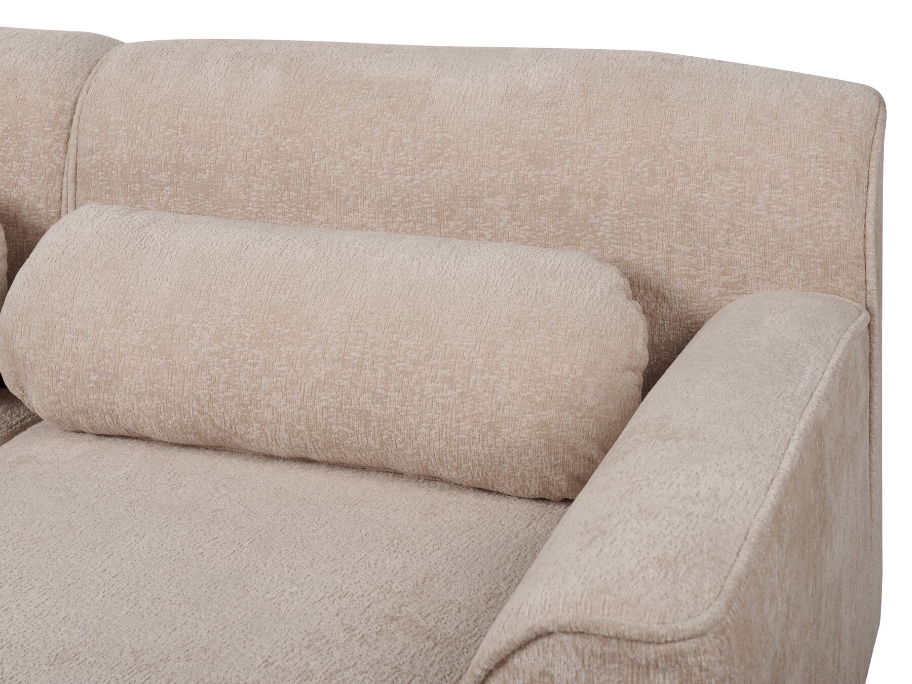 Left Hand Chenille Corner Sofa Beige SIMOS