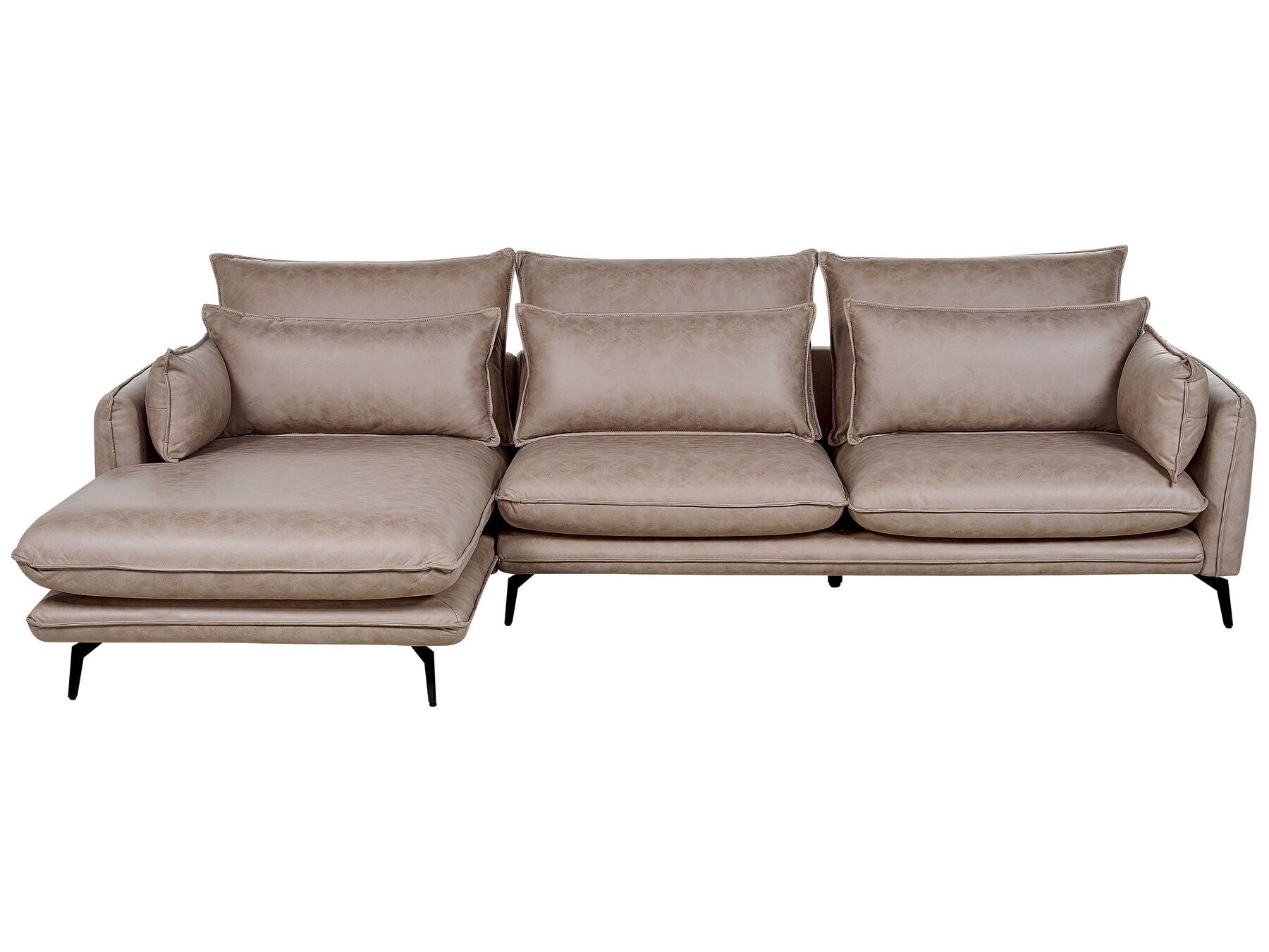 Right Hand Faux Suede Corner Sofa Light Brown GALLO