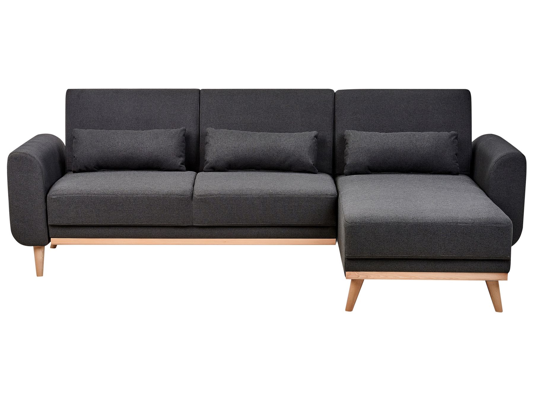 Corner Sofa Bed OLLSTA Fabric Black 3 Seater Left Hand