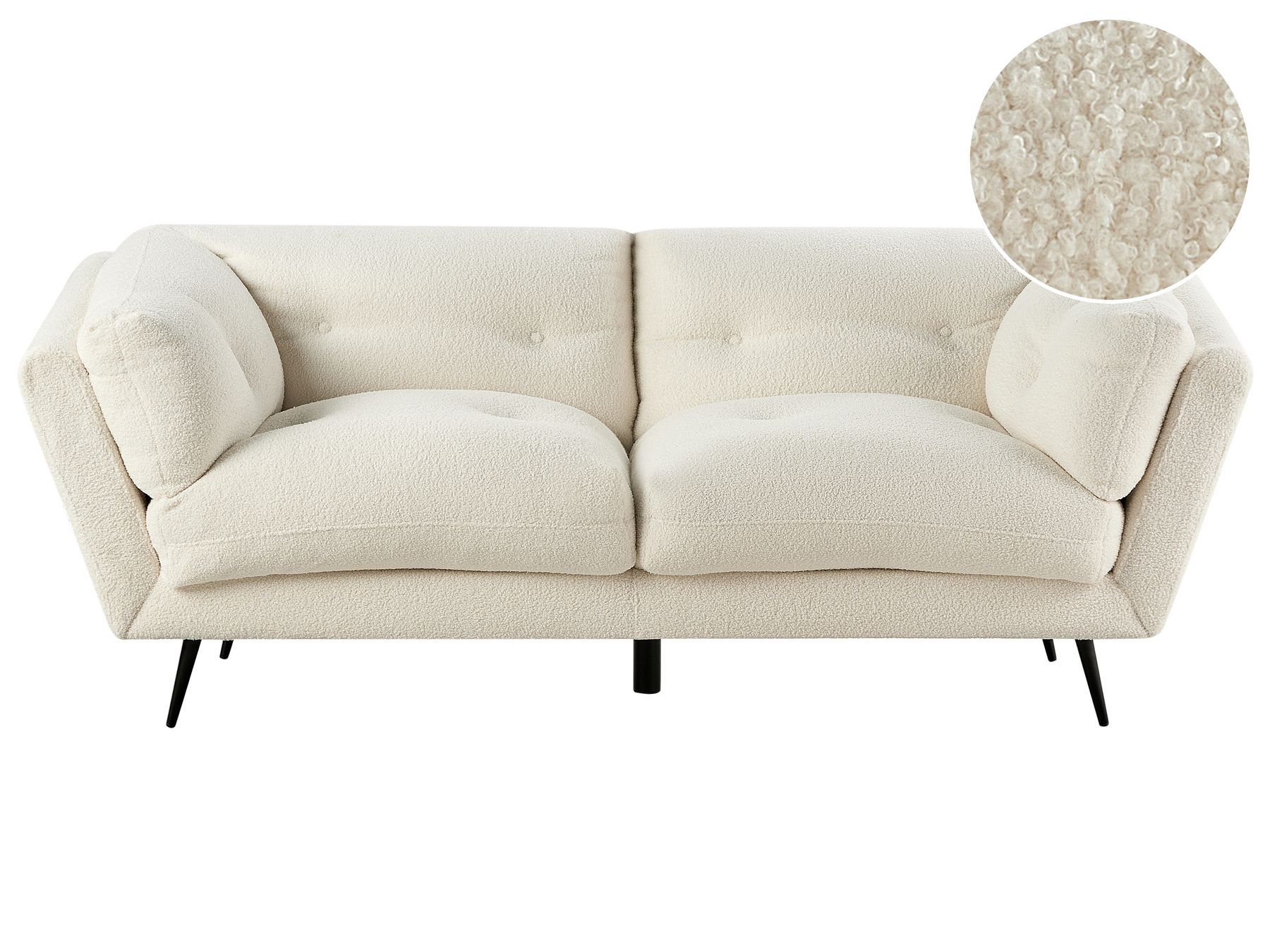 3 Seater Boucle Sofa White LENVIK