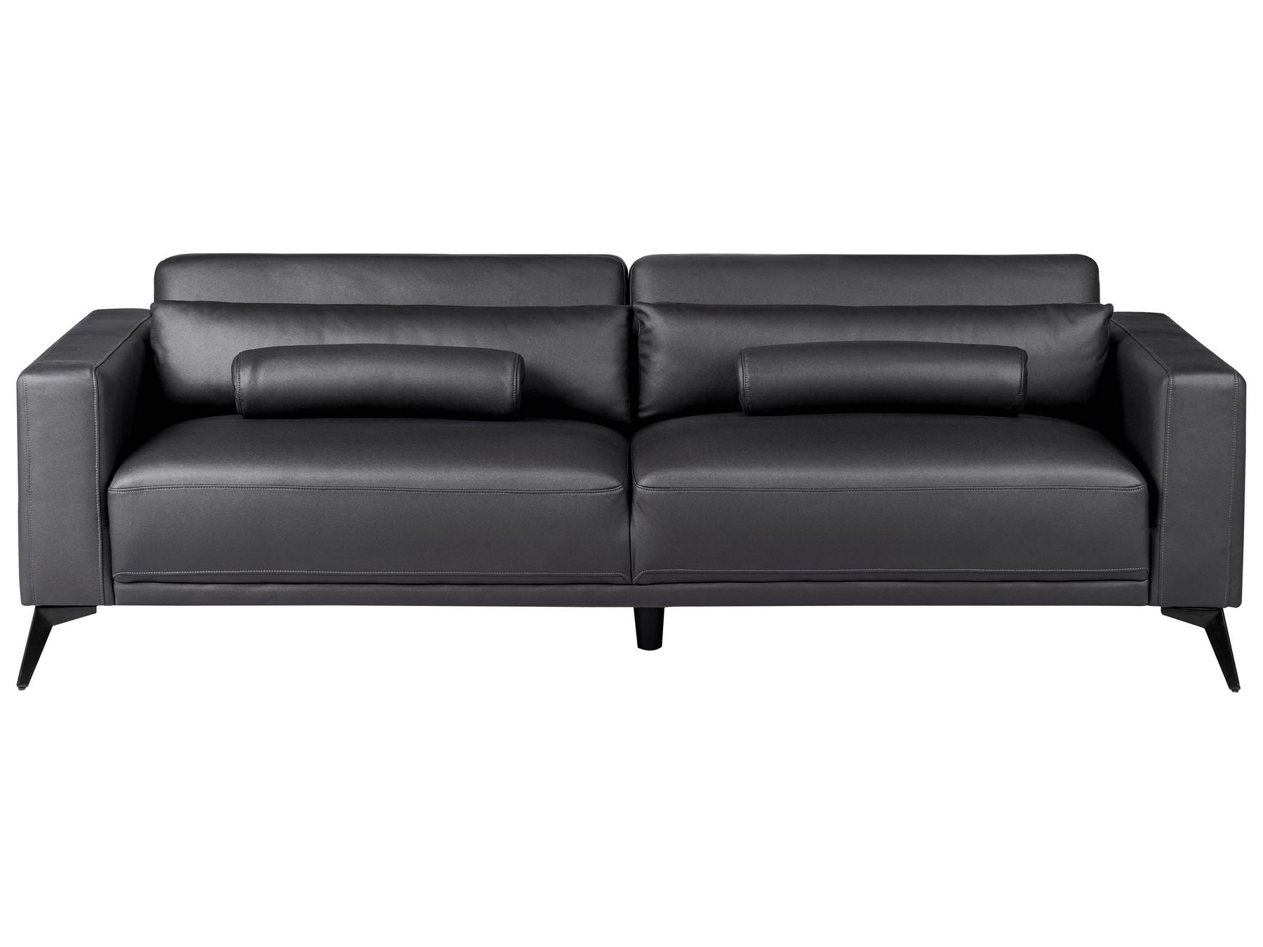 3 Seater Faux Leather Sofa Black ANGE