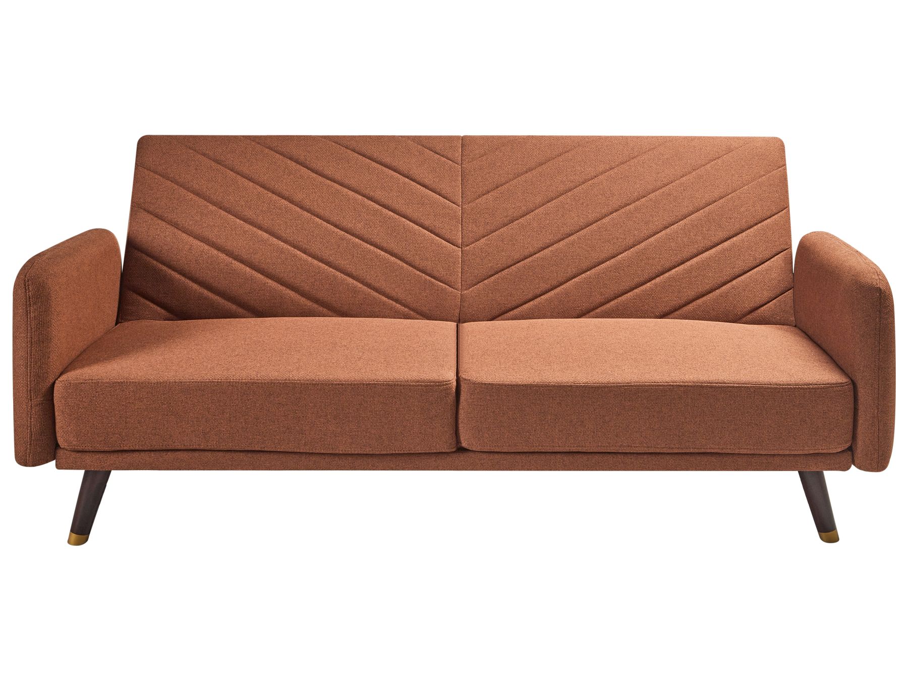 Sofa Bed SENJA Faux Linen Orange 3 Seater