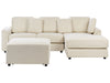 Left Hand Fabric Corner Sofa with Ottoman Light Beige