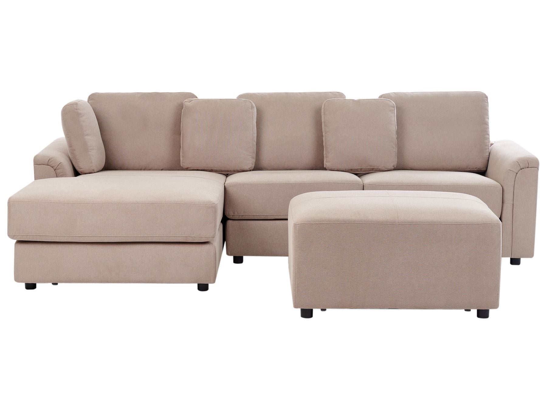 Right Hand Fabric Corner Sofa with Ottoman Taupe KOHLO