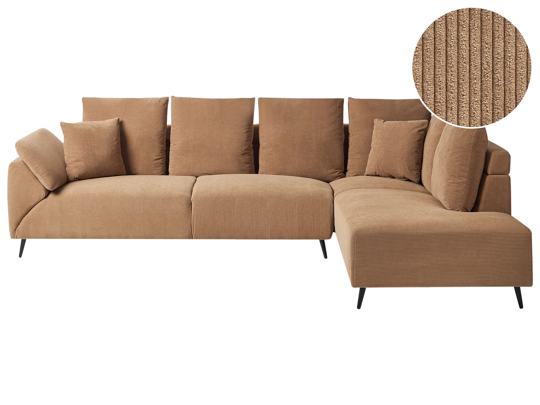 Corner Sofa LUNNER Corduroy Brown 4 Seater Left Hand