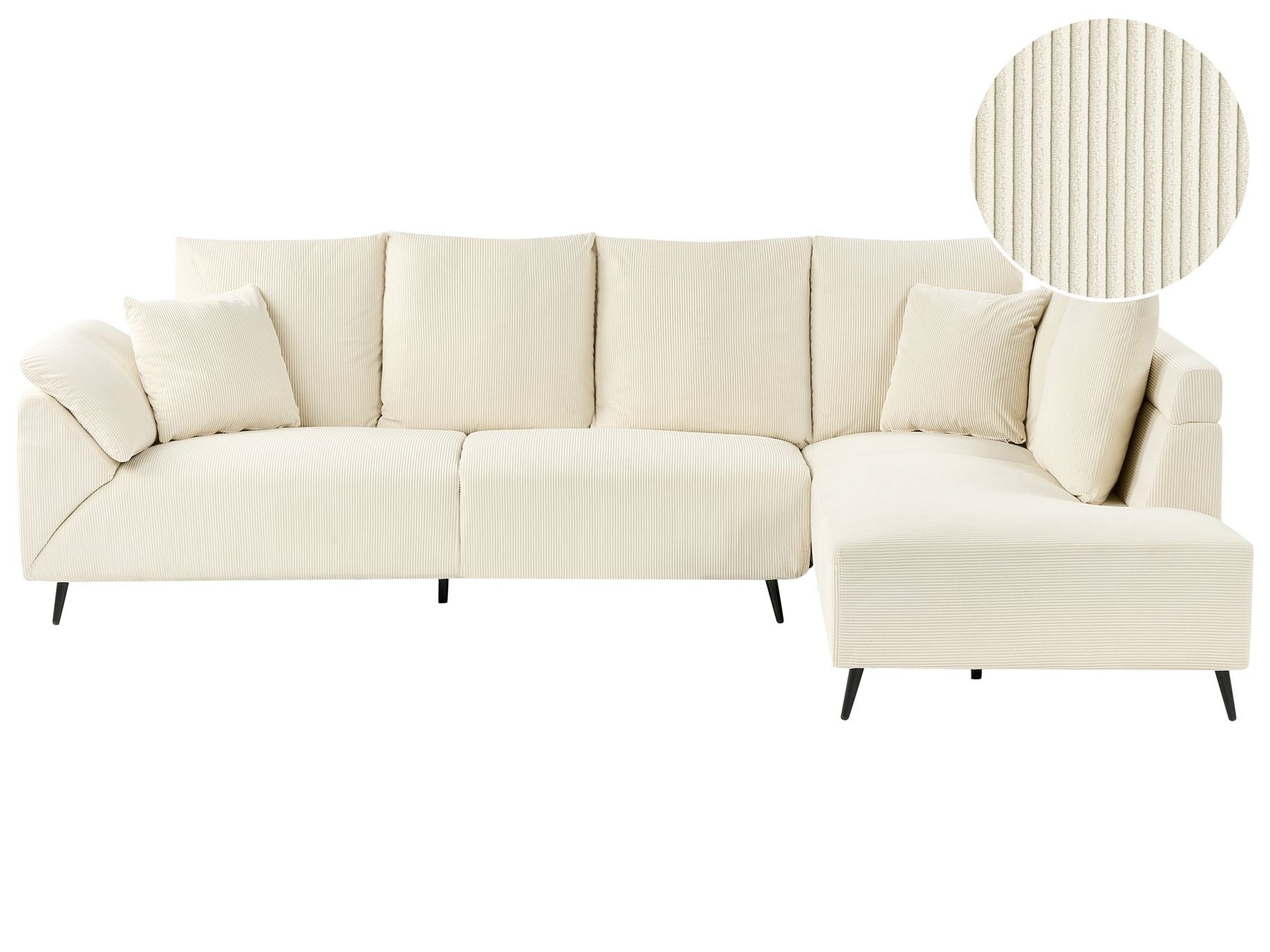 Corner Sofa LUNNER Corduroy Light Beige 4 Seater Left Hand