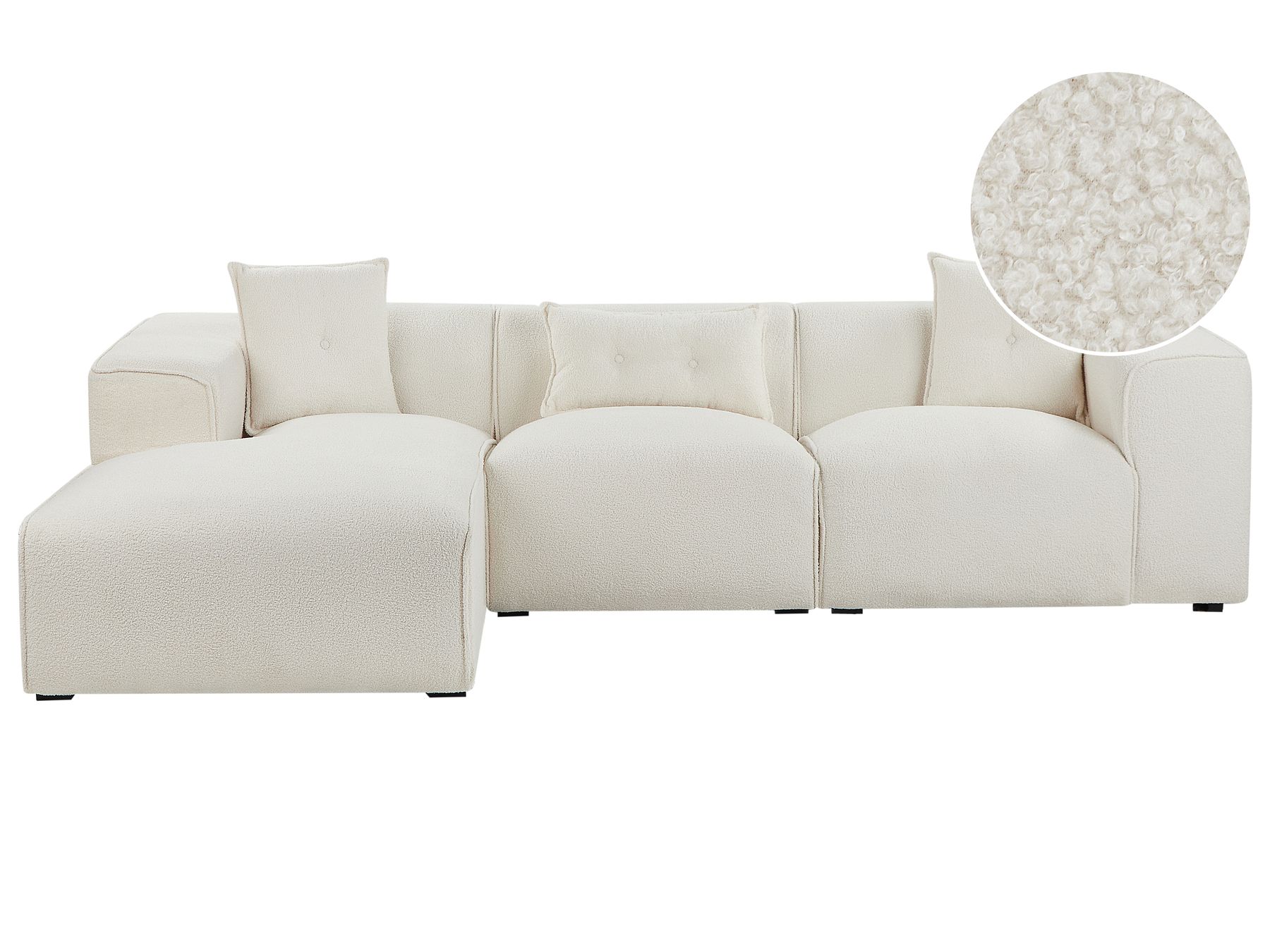 Right Hand Boucle Corner Sofa Off-White DOLVA