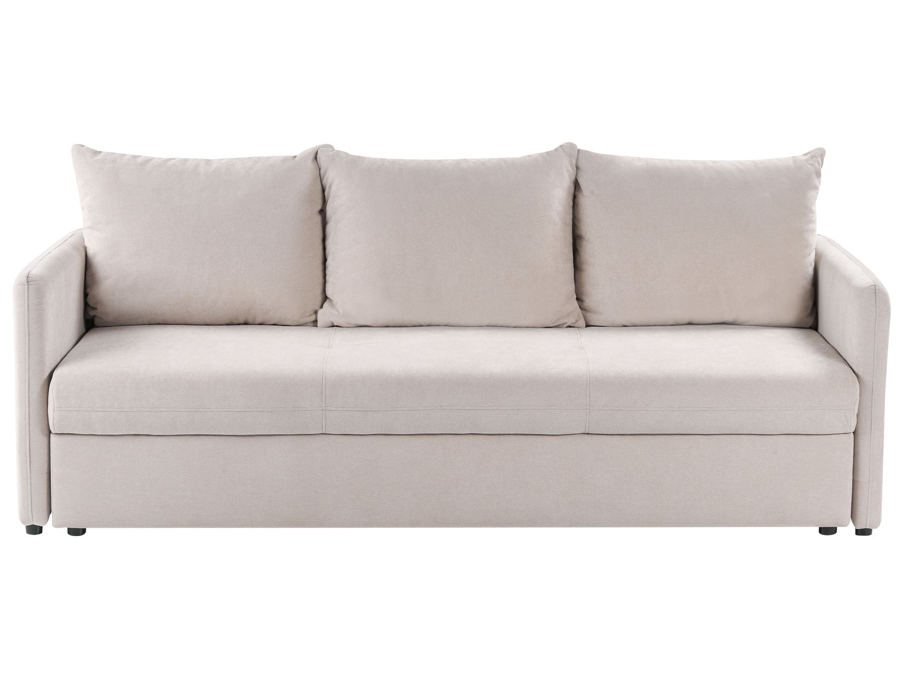 Sofa Bed HOLSEN Fabric Beige with Storage 3 Seater