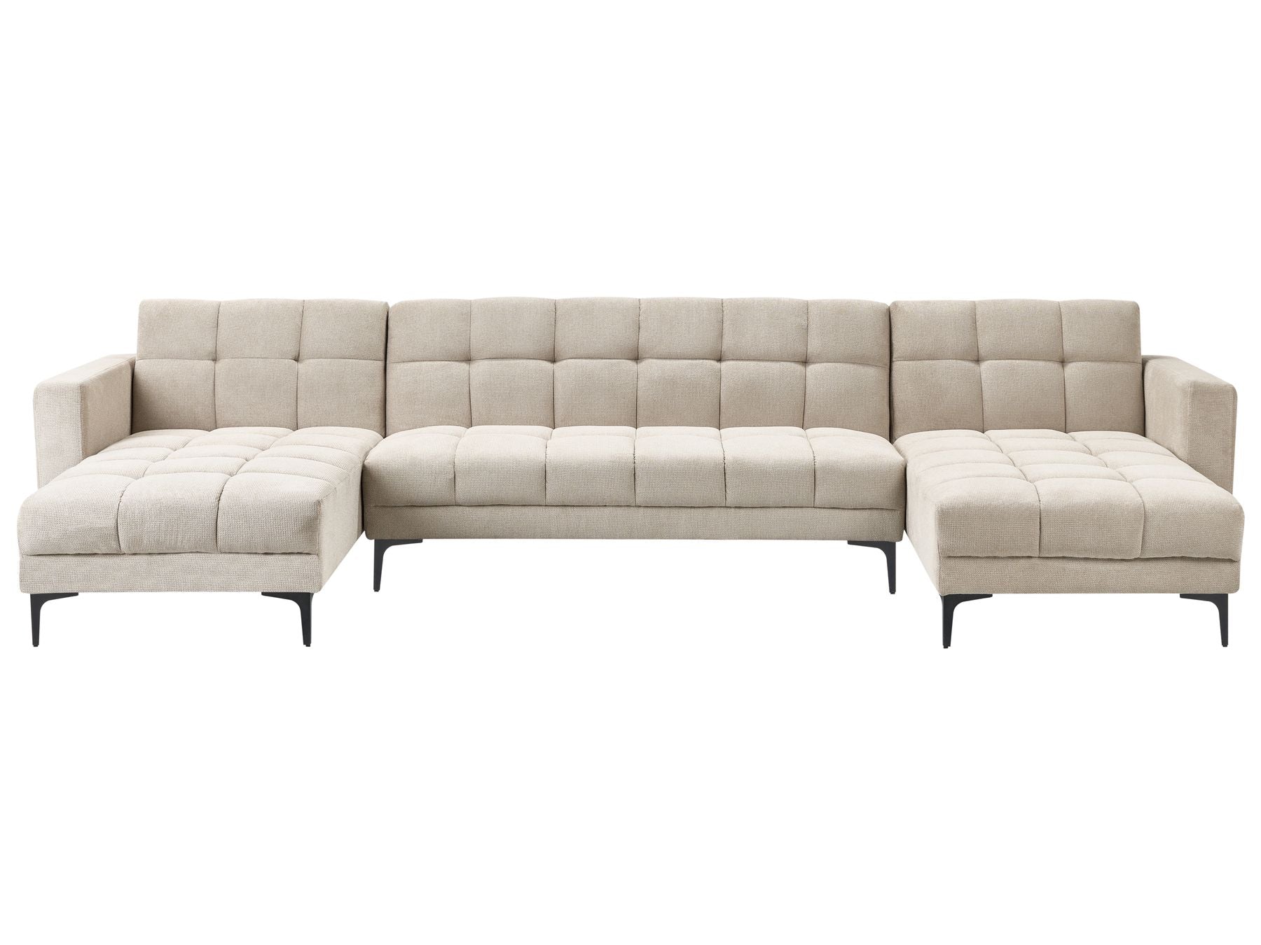 Modular U-Shape Sofa Bed ALNES Fabric Beige 5 Seater