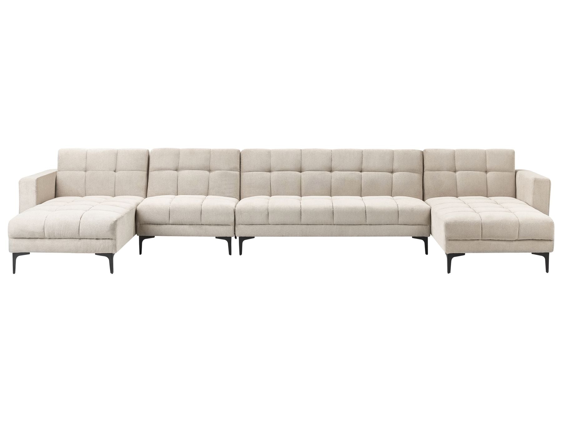 Modular U-Shape Sofa Bed ALNES Fabric Beige 6 Seater