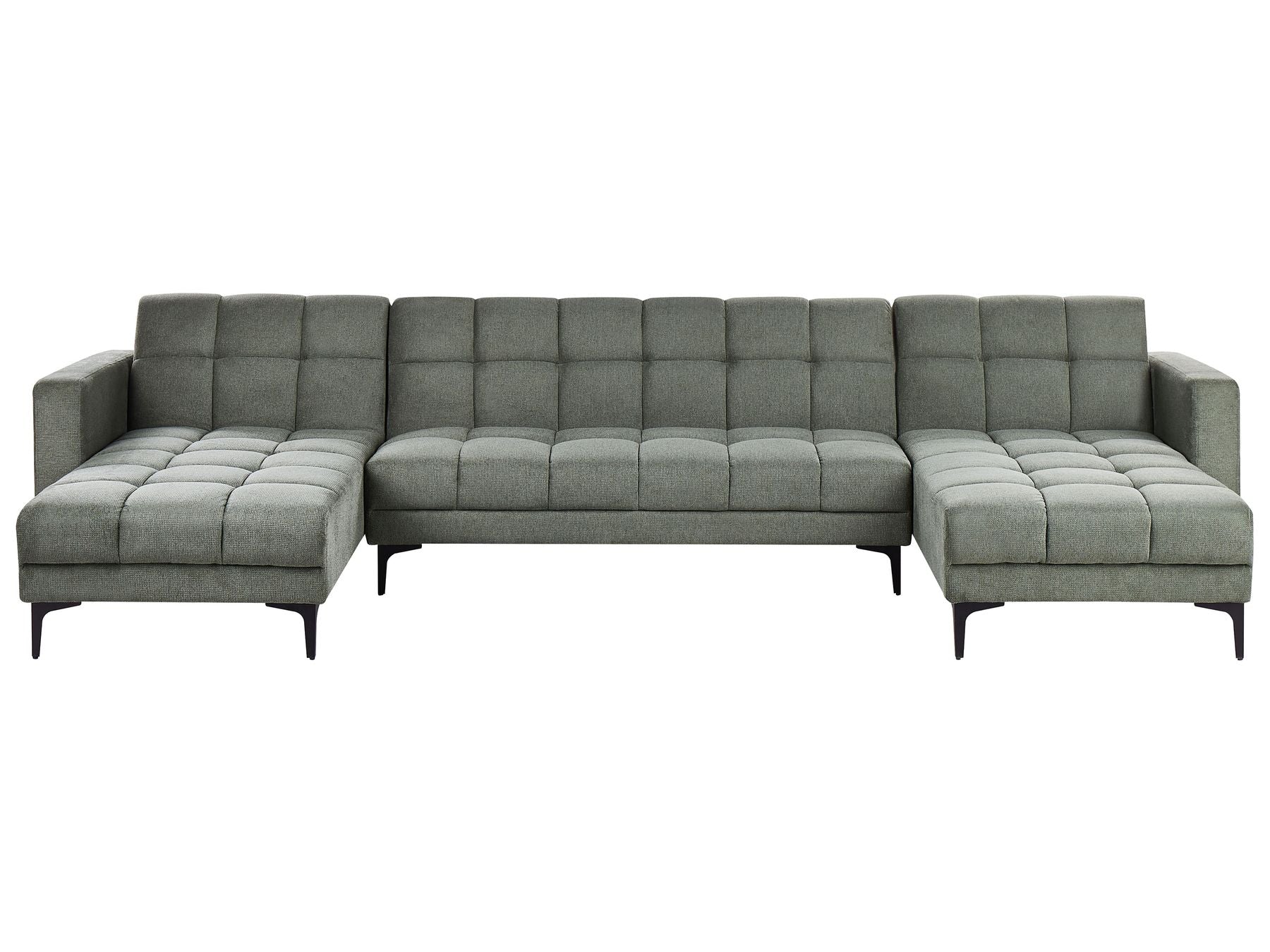 Modular U-Shape Sofa Bed ALNES Fabric Dark Green 5 Seater