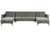 Modular U-Shape Sofa Bed Fabric Dark Green 5 Seater