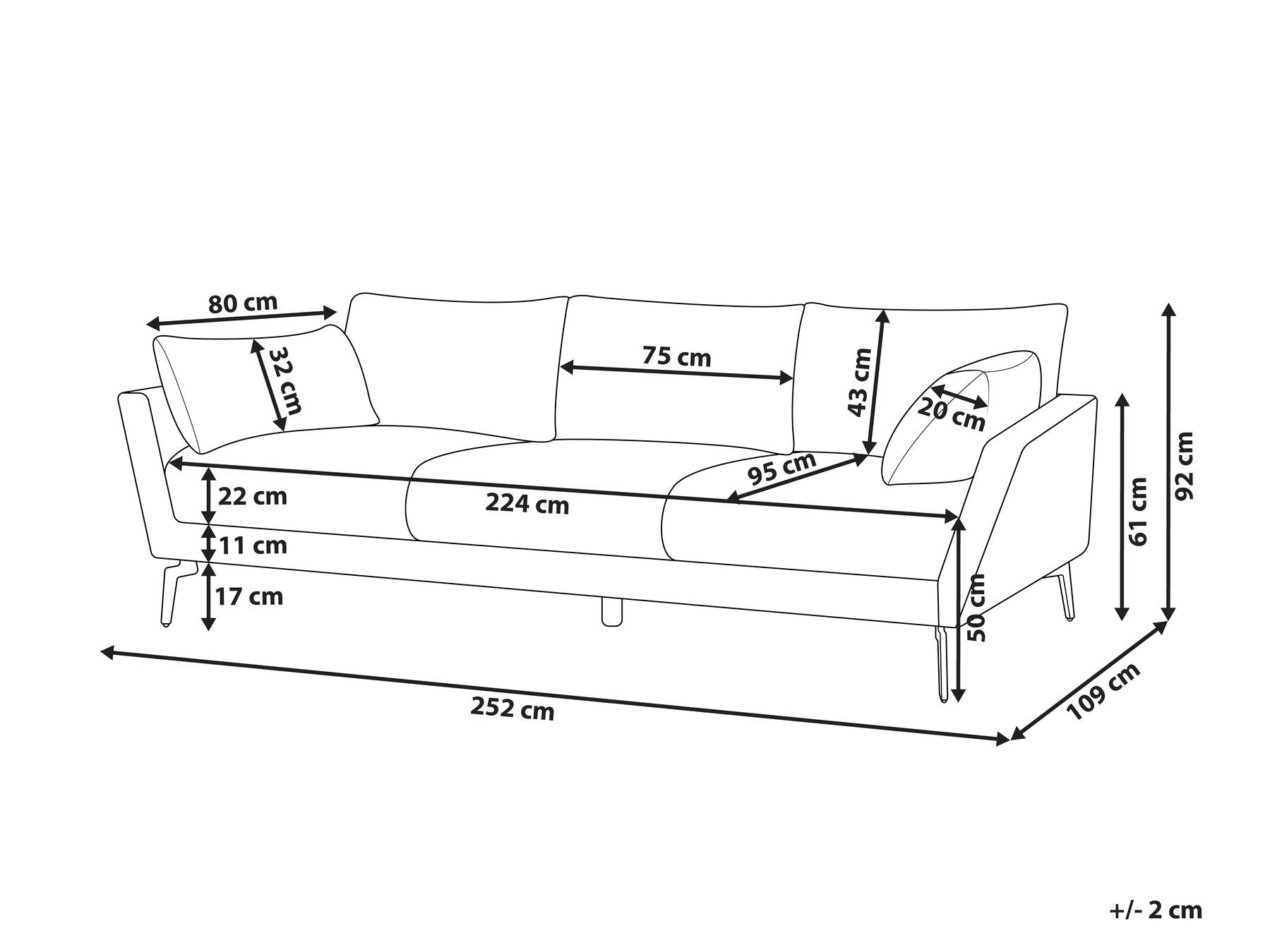 4 Seater Fabric Sofa Green NENOLA