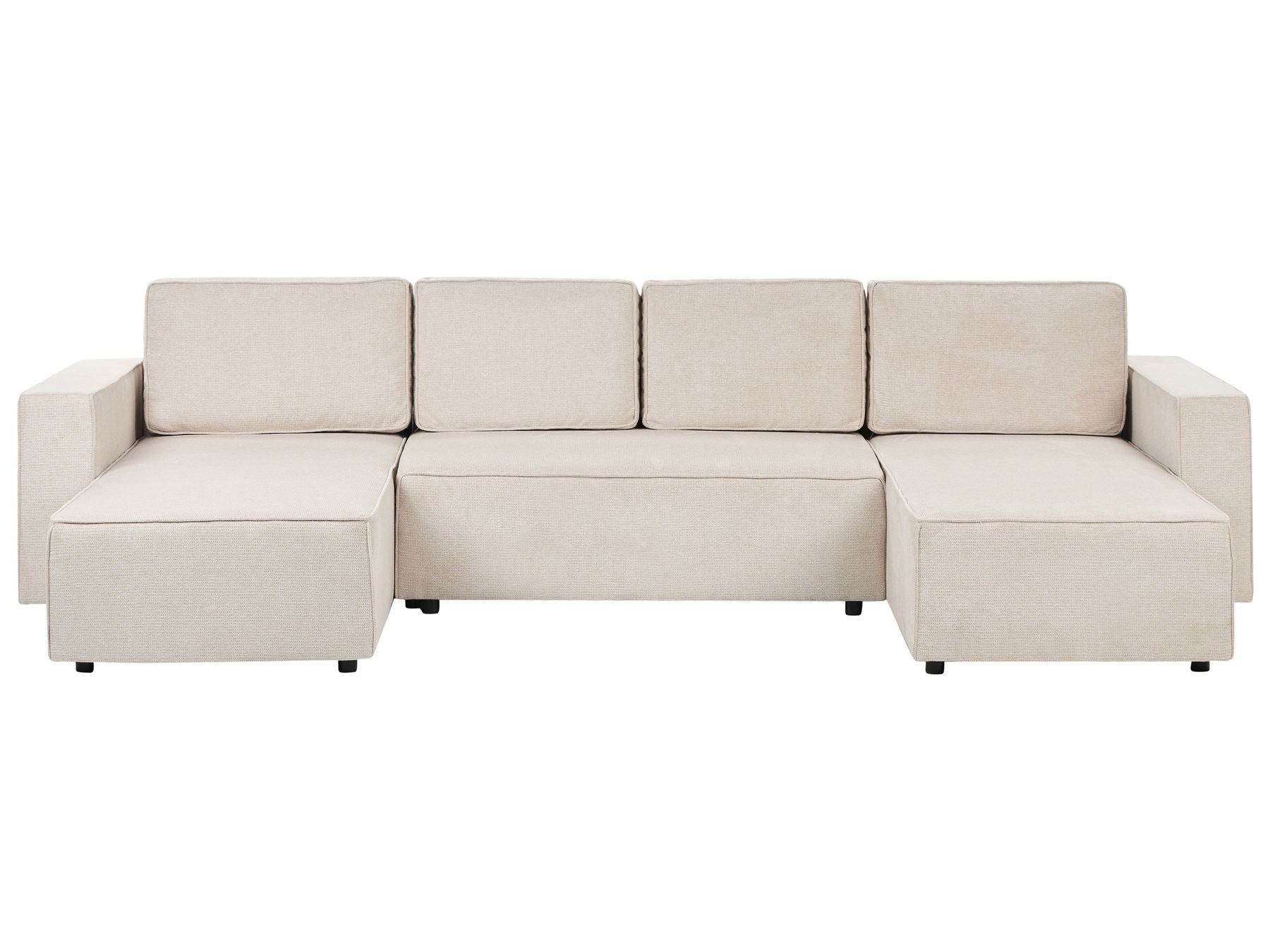 U-Shape Sofa Bed VATNE Fabric Light Beige with Storage 4 Seater