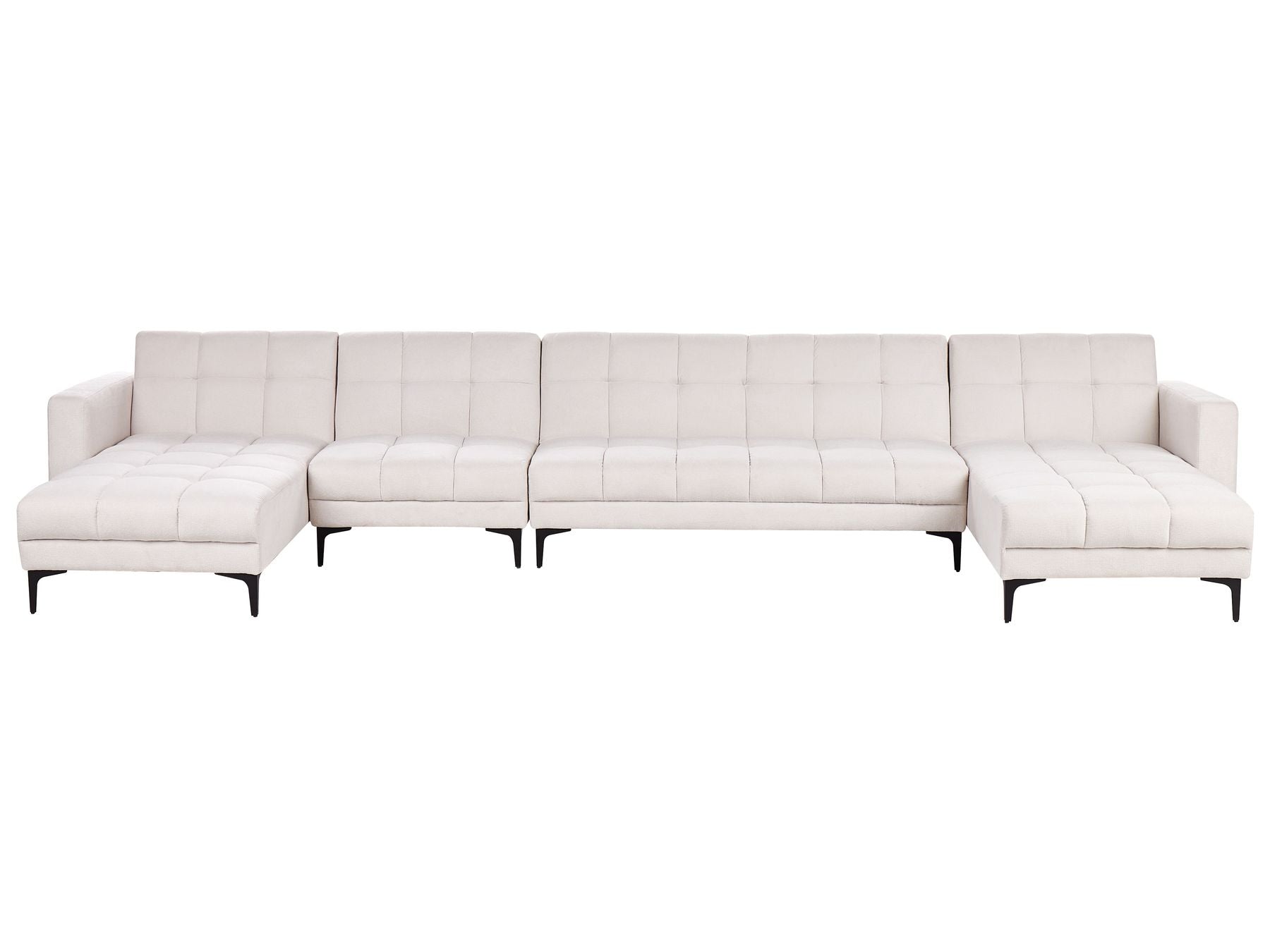 Modular U-Shape Sofa Bed ALNES Fabric Off-White 6 Seater