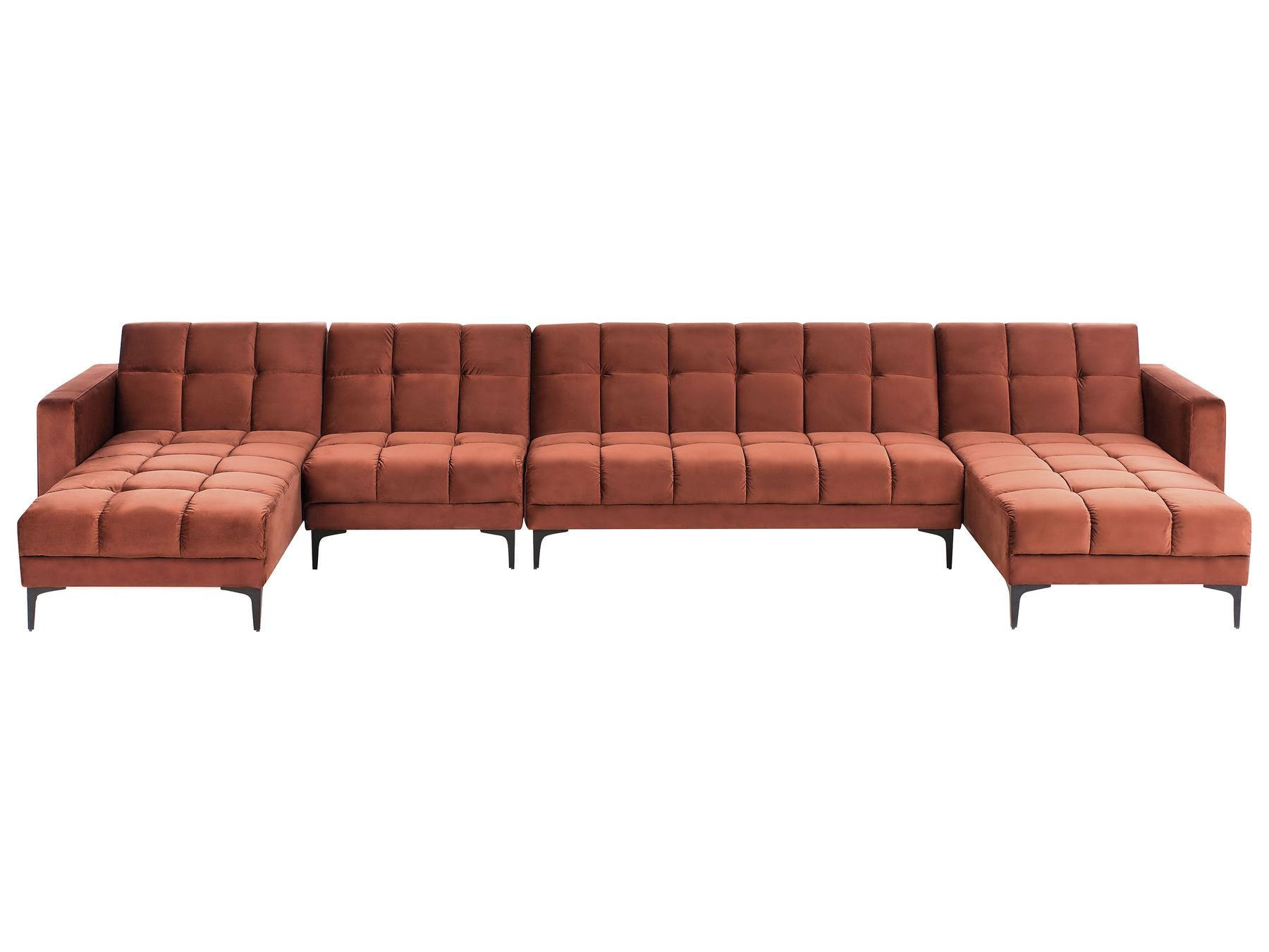 Modular U-Shape Sofa Bed ALNES Velvet Light Red 6 Seater
