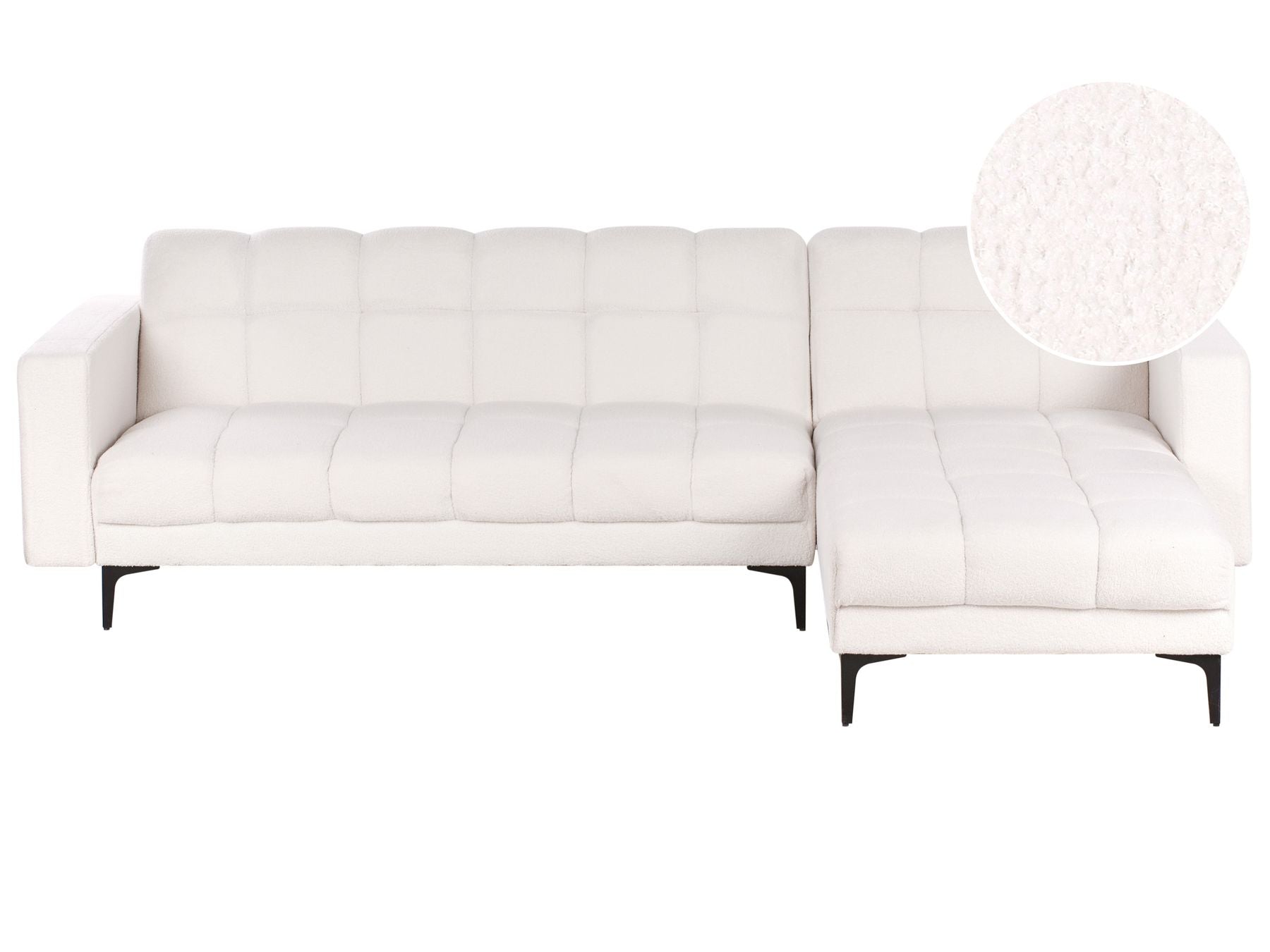 Modular Corner Sofa Bed ALNES Boucle White 4 Seater
