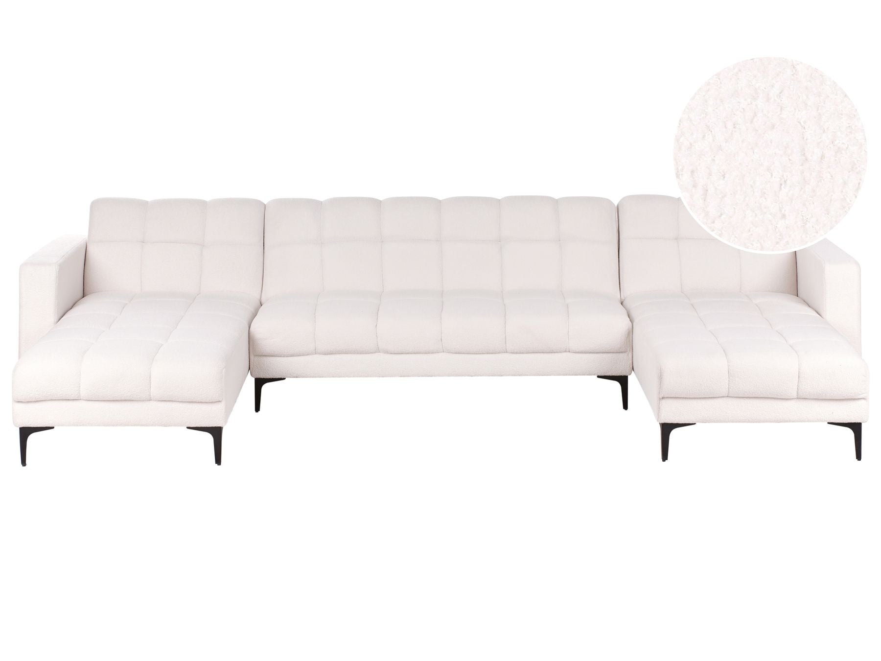 Modular U-Shape Sofa Bed ALNES Boucle White 5 Seater