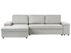 Corner Sofa Bed Faux Linen Light Grey with Storage 3 Seater Right Hand