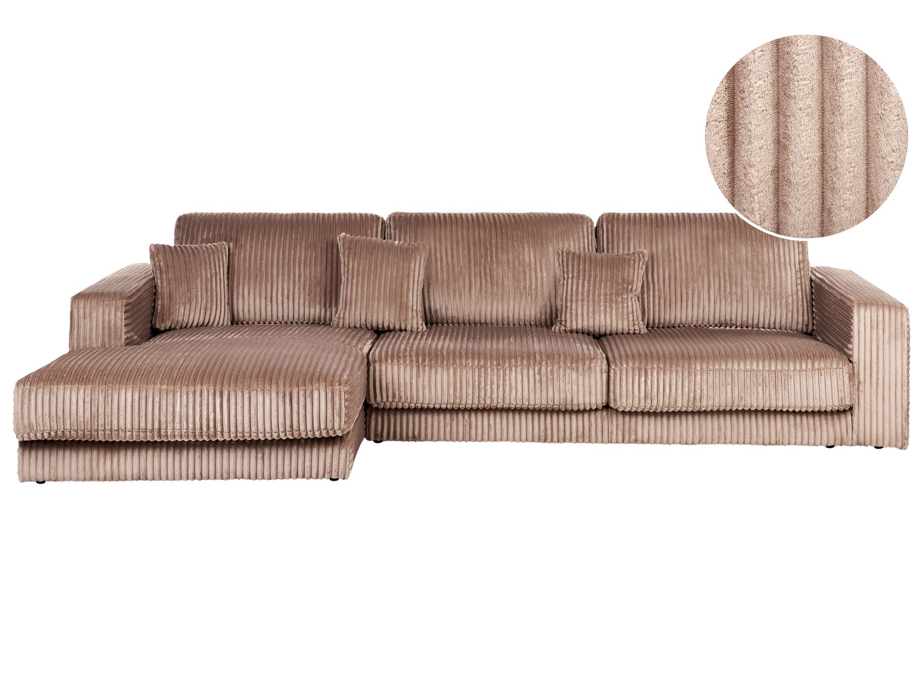 Corner Sofa LOFOTEN Corduroy Light Brown 4 Seater Right Hand