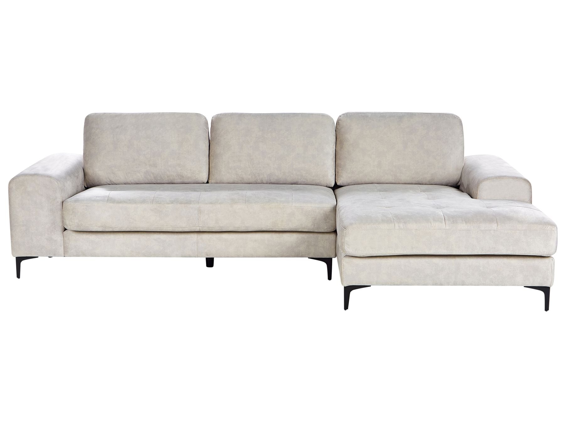 Left Hand Velvet Corner Sofa Light Beige KIRUNA