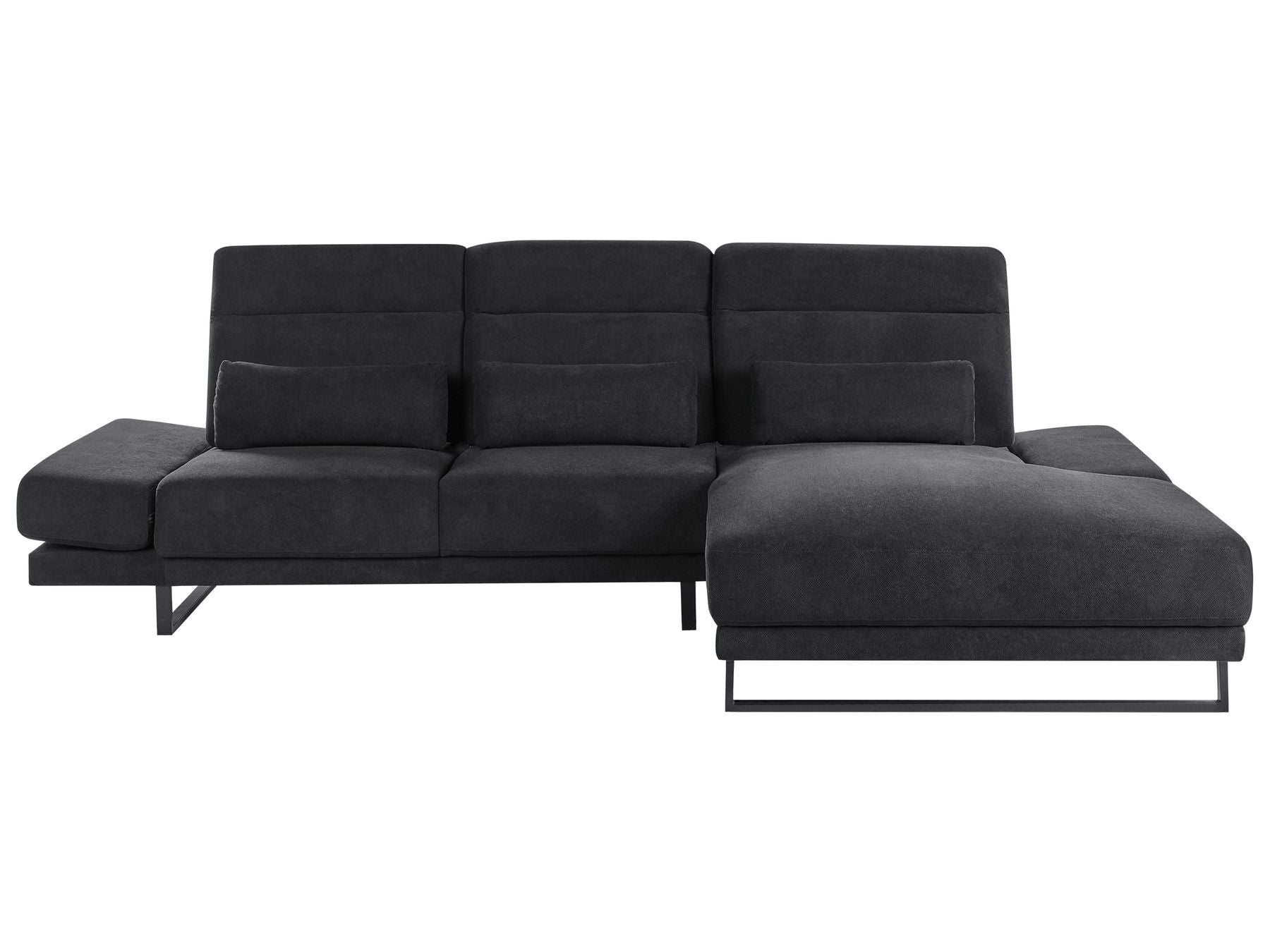 Corner Sofa IKAST Fabric Black 4 Seater Left Hand