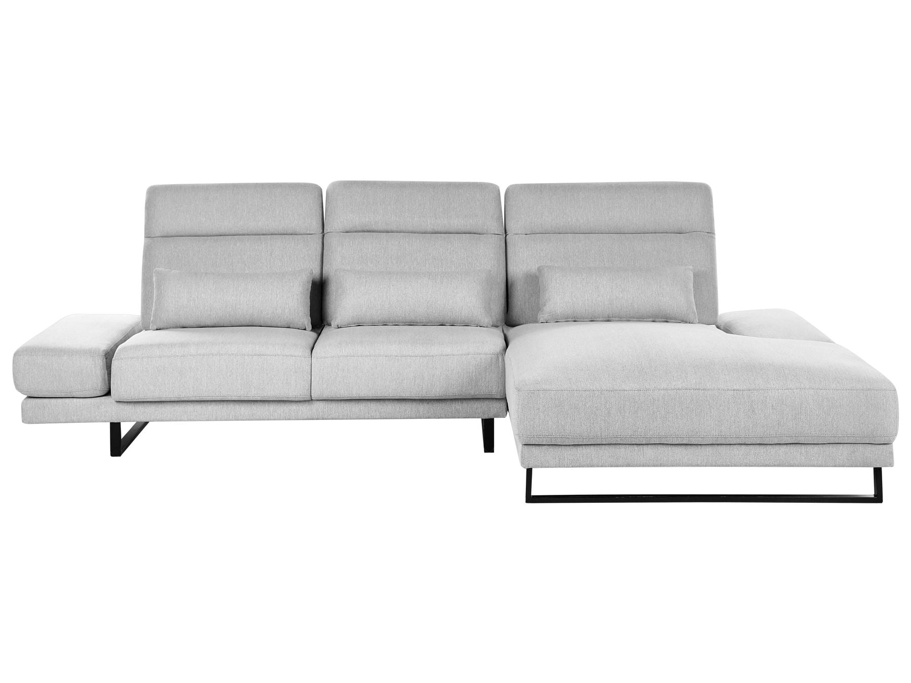 Corner Sofa IKAST Fabric Light Grey 4 Seater Left Hand
