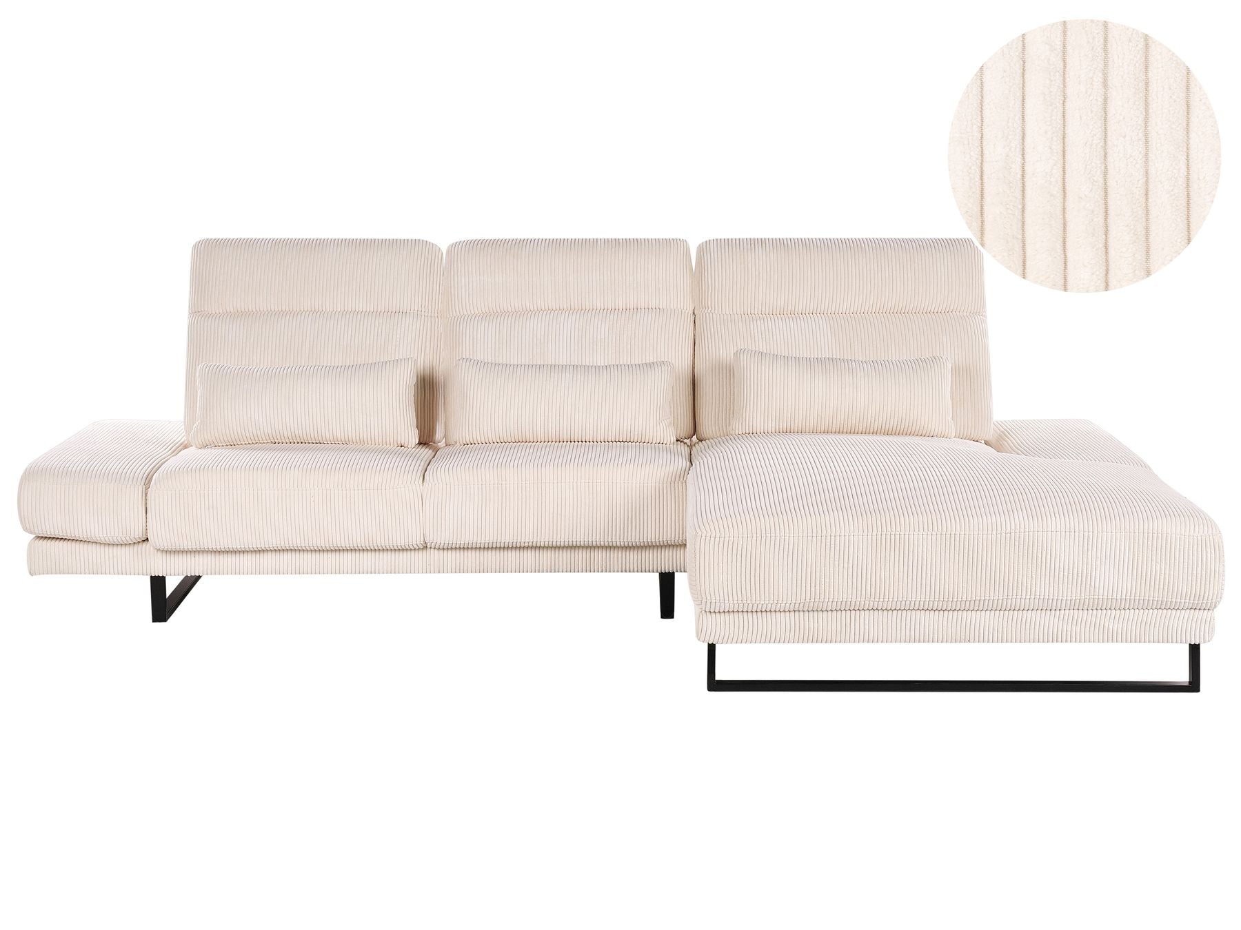Corner Sofa IKAST Corduroy Beige 4 Seater Left Hand
