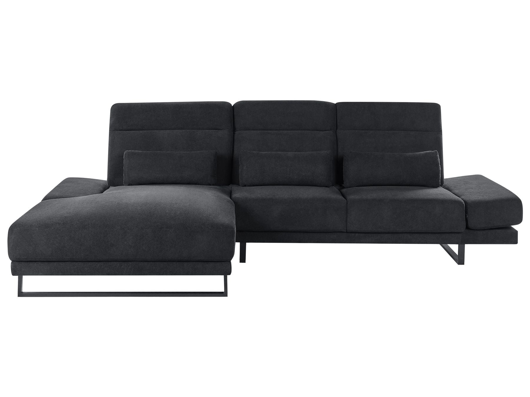 Corner Sofa IKAST Fabric Black 4 Seater Right Hand