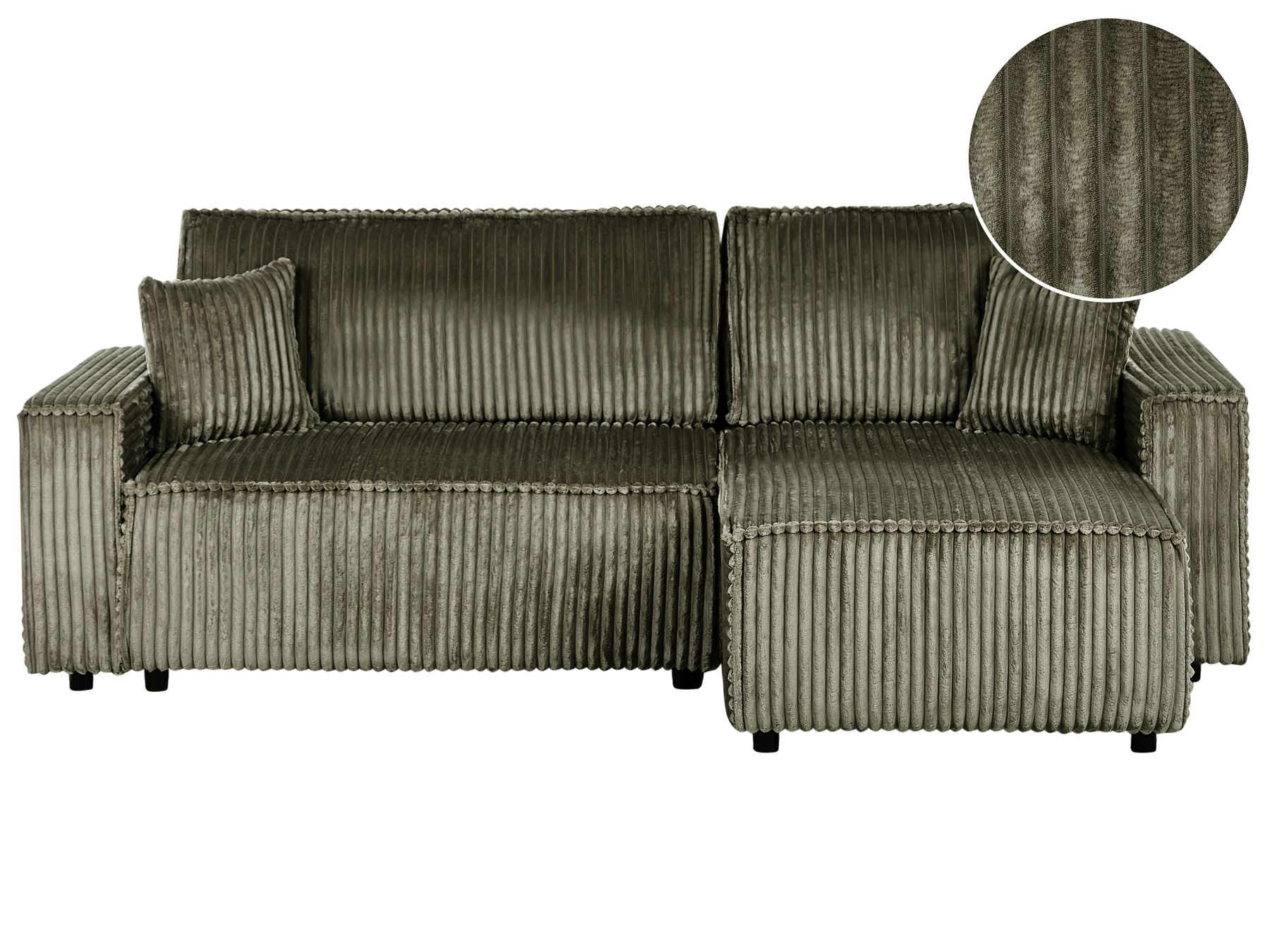 Corner Sofa Bed ABACKA Corduroy Green with Storage 2 Seater Left Hand