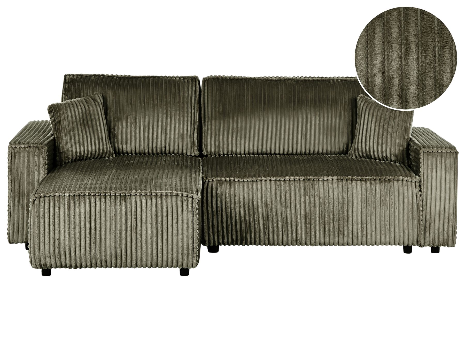Corner Sofa Bed ABACKA Corduroy Green with Storage 2 Seater Right Hand
