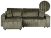 Corner Sofa Bed Corduroy Green with Storage 2 Seater Right Hand