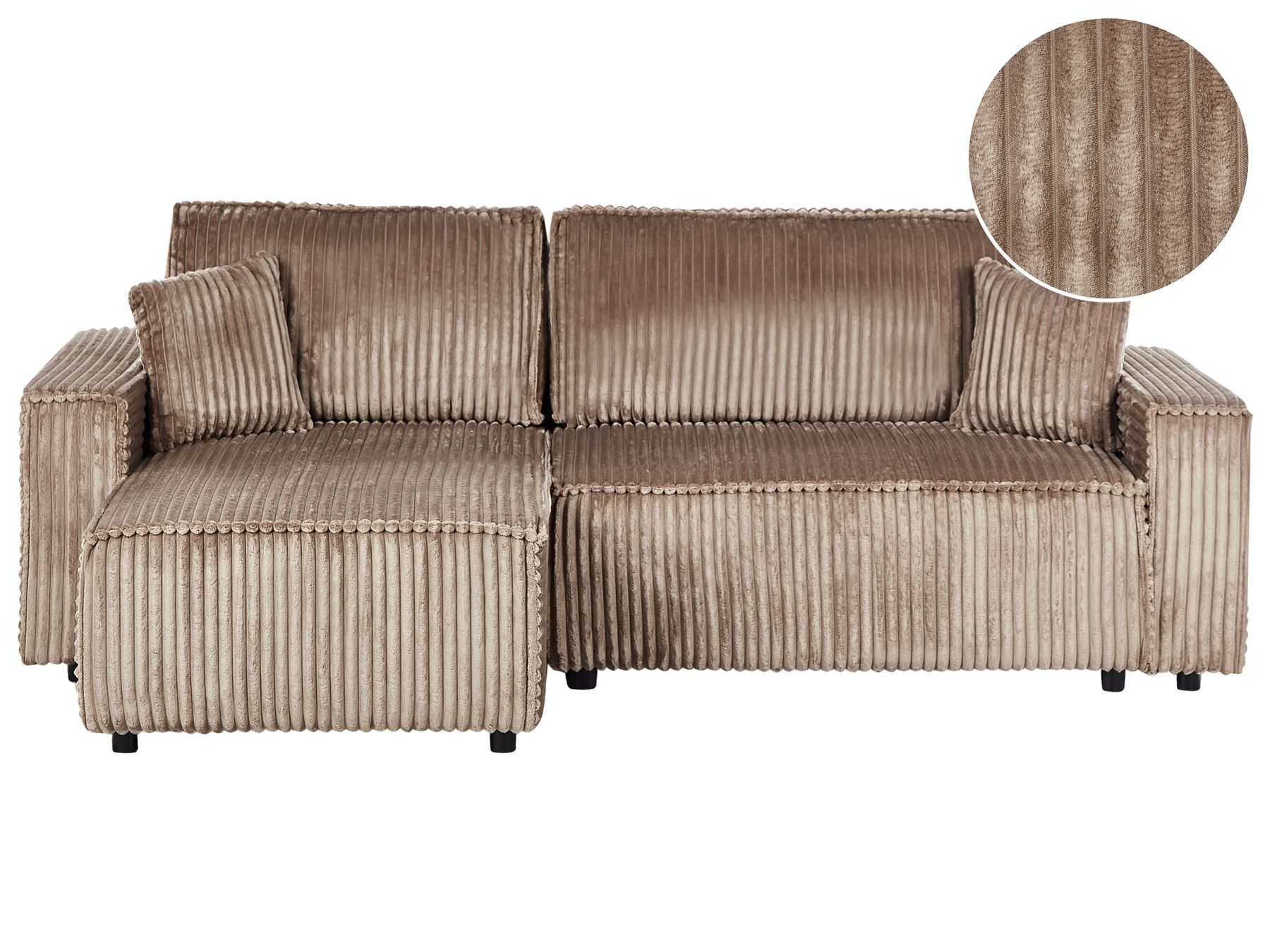 Corner Sofa Bed ABACKA Corduroy Light Brown with Storage 2 Seater Right Hand