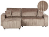 Corner Sofa Bed Corduroy Light Brown with Storage 2 Seater Right Hand