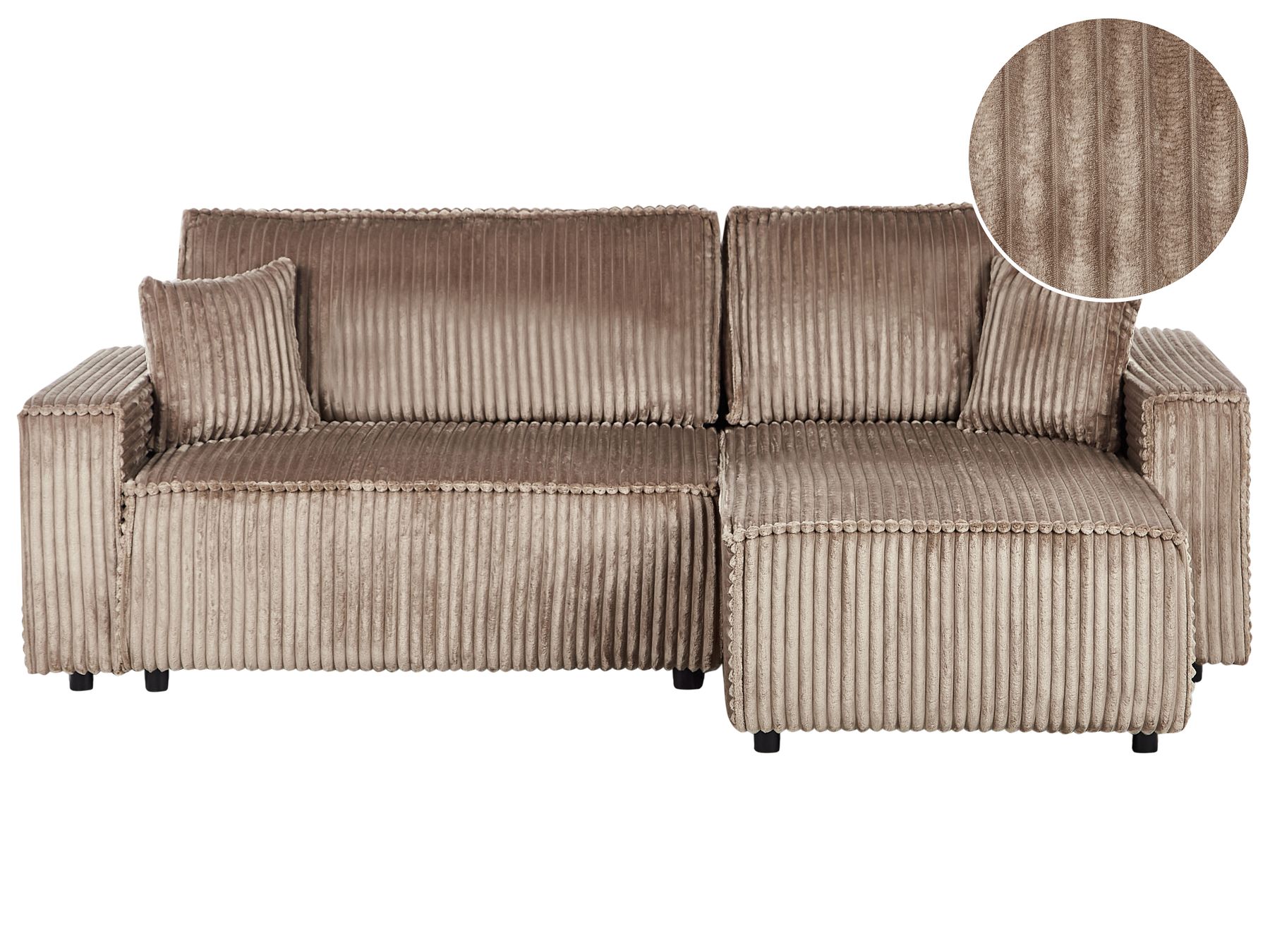 Corner Sofa Bed ABACKA Corduroy Light Brown with Storage 3 Seater Left Hand