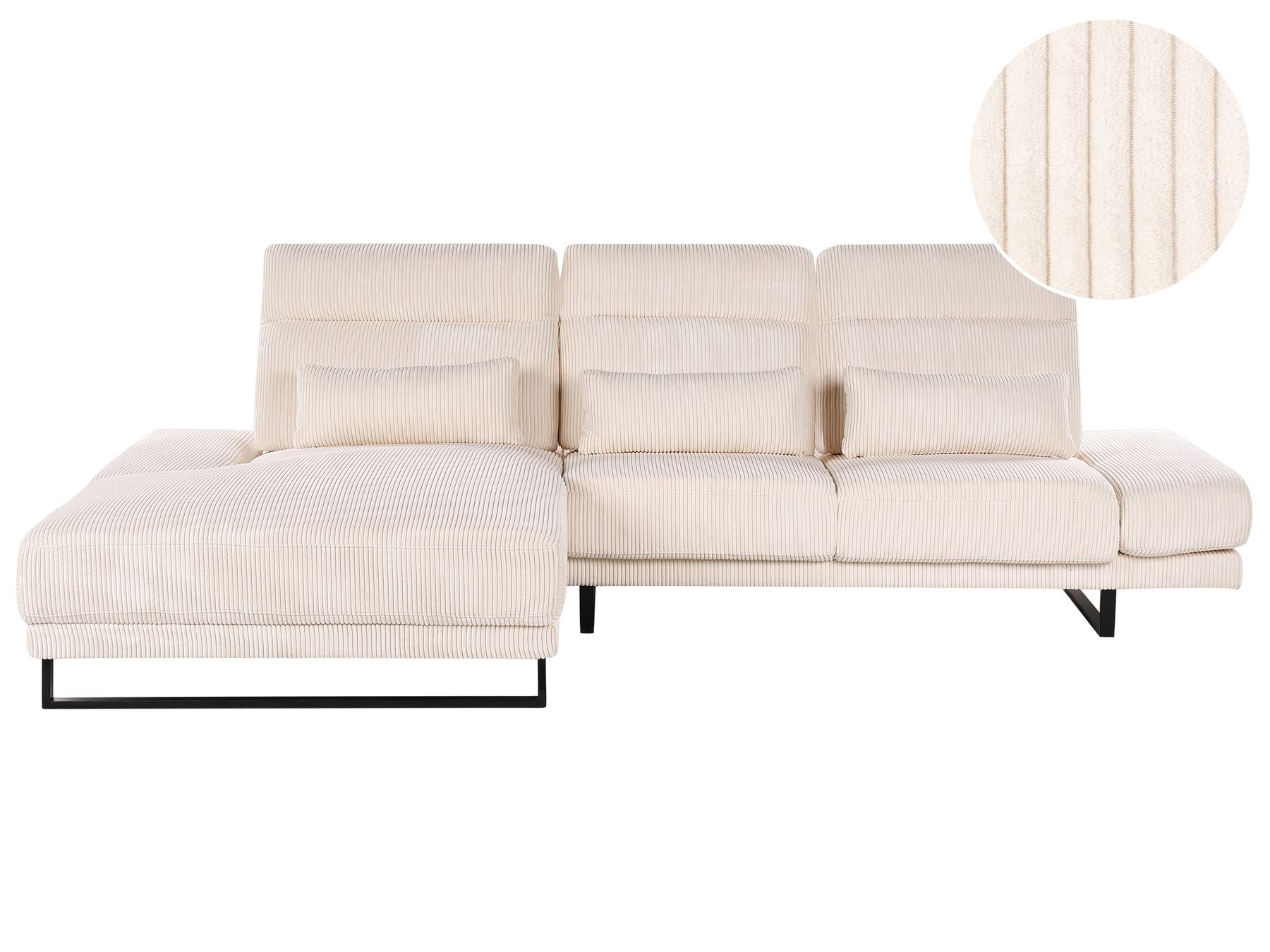 Corner Sofa IKAST Corduroy Beige 4 Seater Right Hand