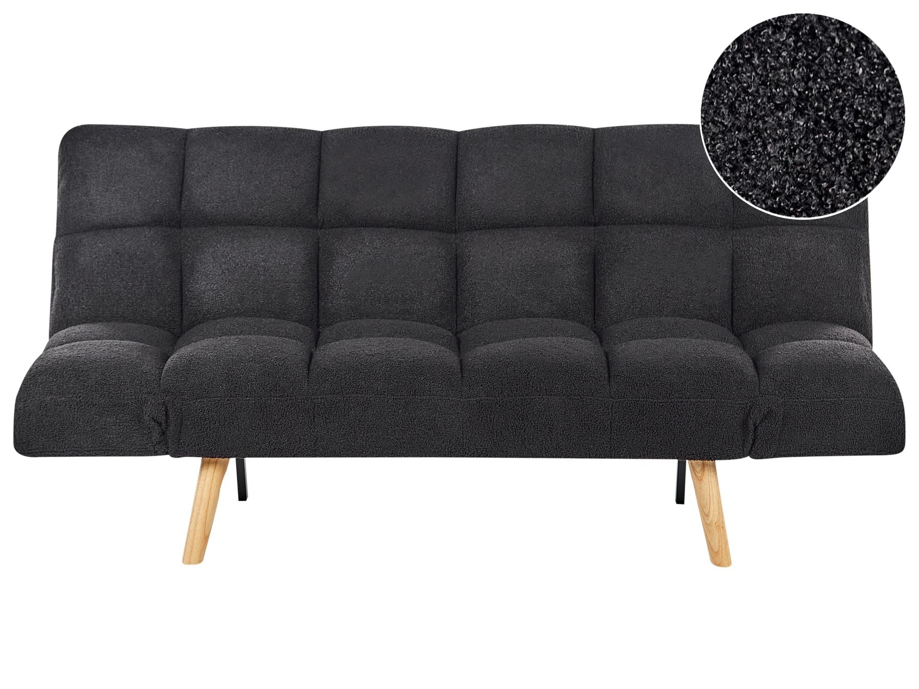 Sofa Bed INGARO Boucle Black 2 Seater