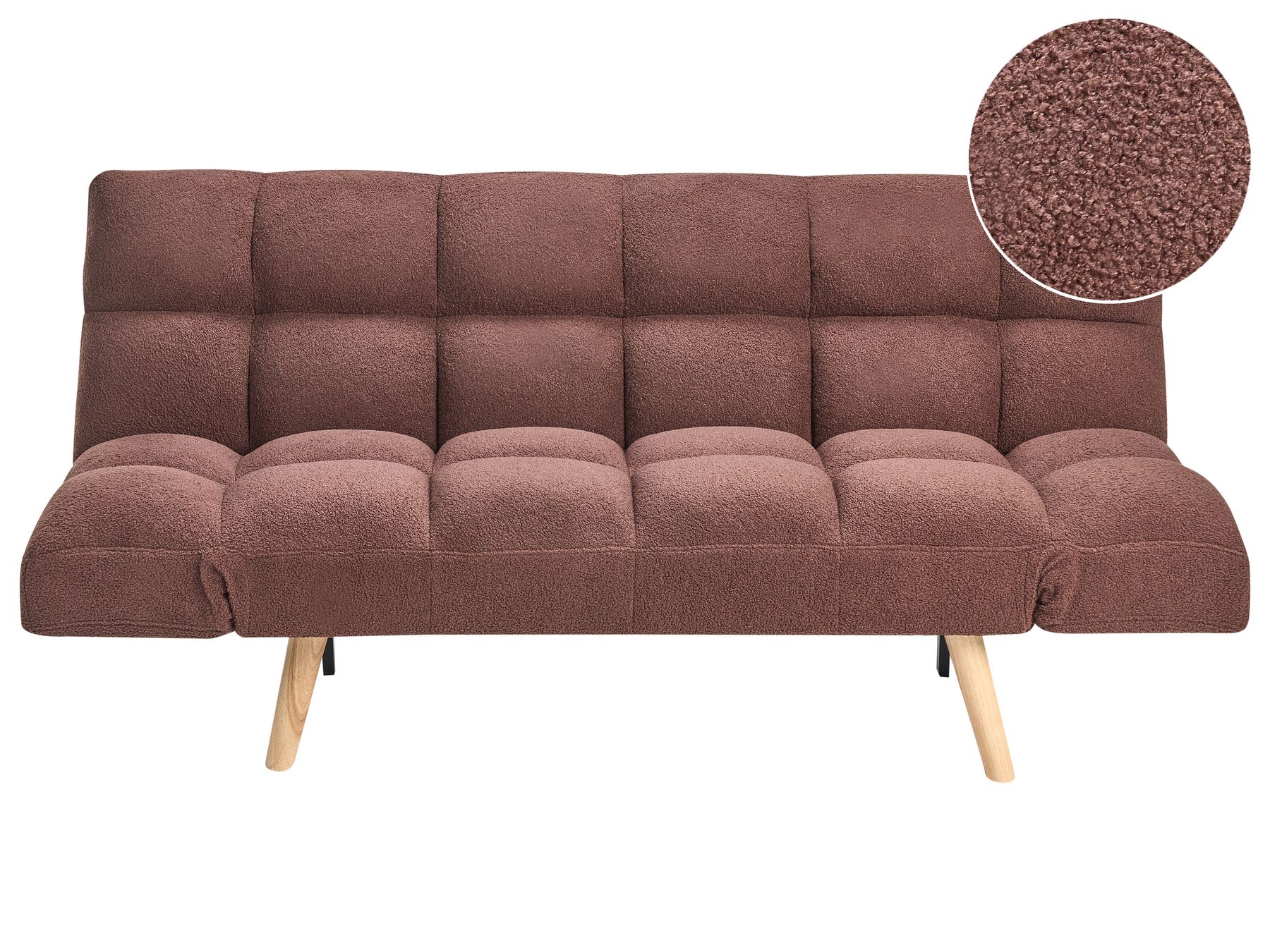 Sofa Bed INGARO Boucle Brown 2 Seater