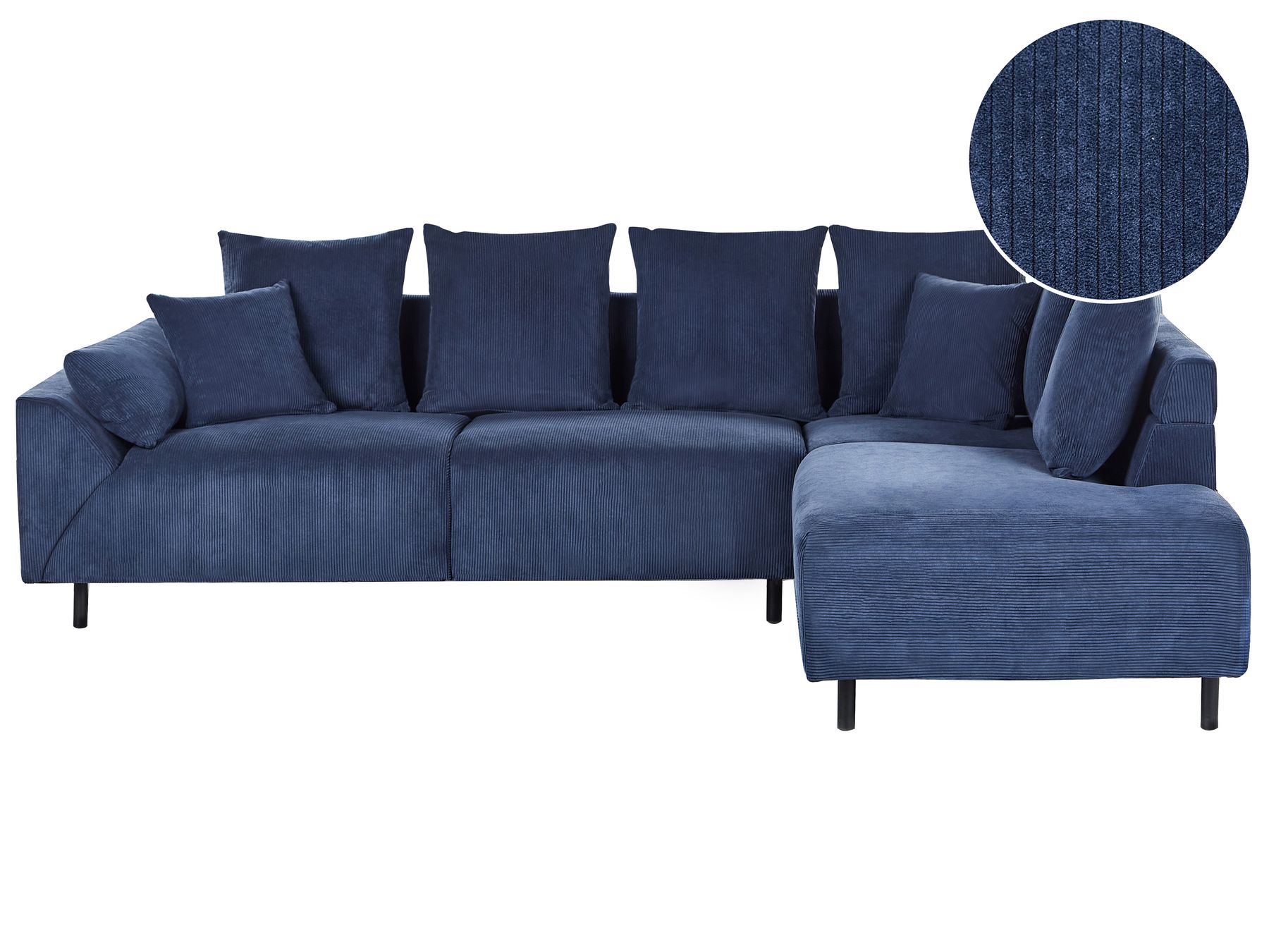 Corner Sofa LUNNER Corduroy Dark Blue 4 Seater Left Hand