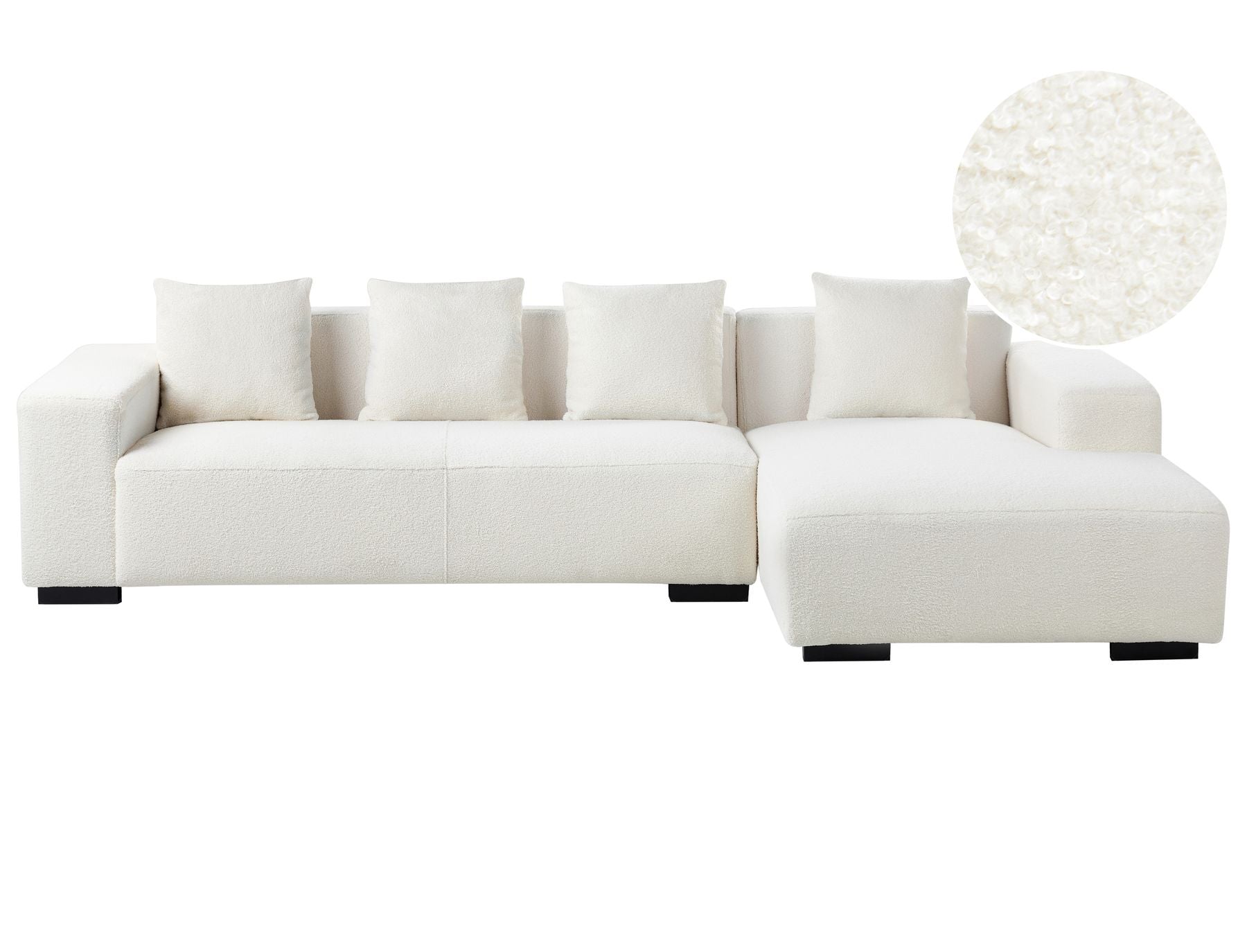 Corner Sofa LUNGO Boucle White 4 Seater Left Hand