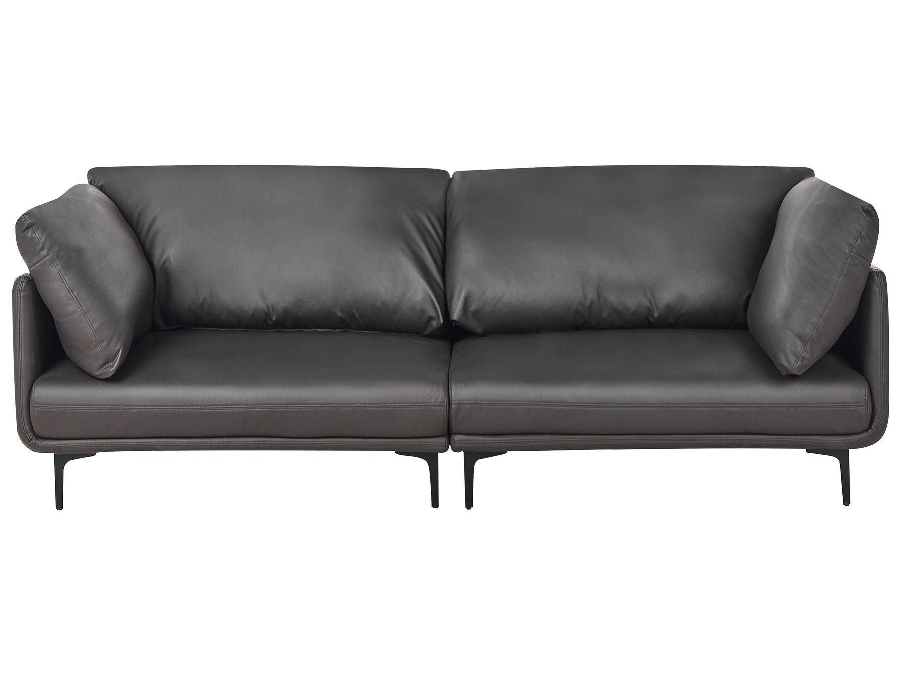 3 Seater Vegan Leather Sofa Black REVSNES