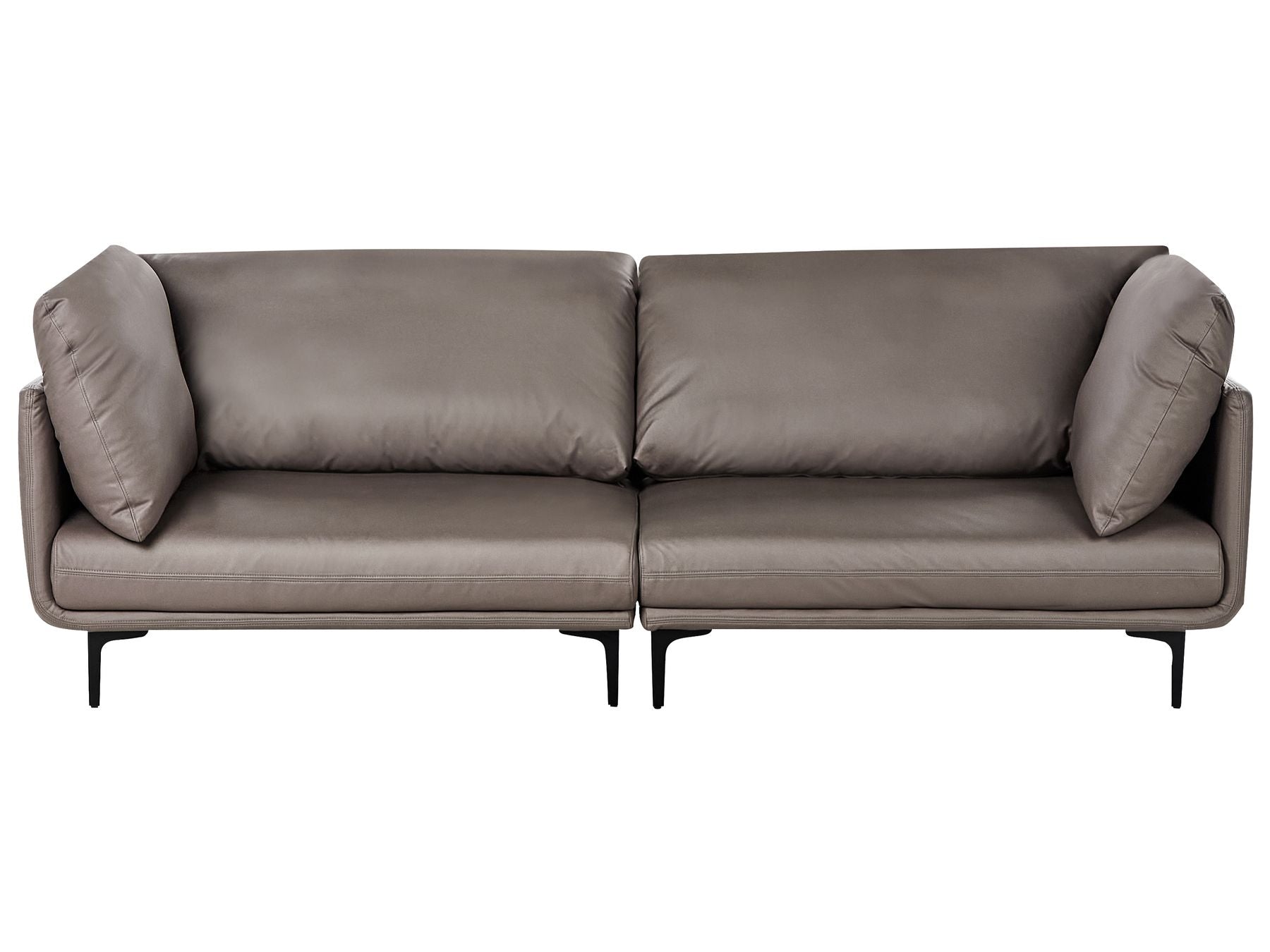3 Seater Vegan Leather Sofa Brown REVSNES