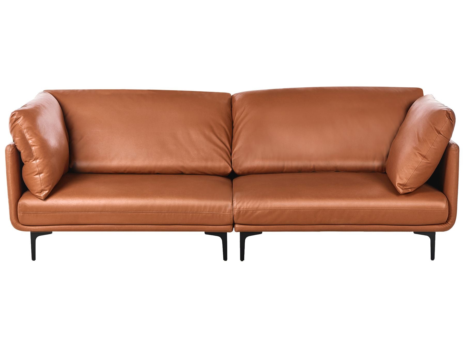 3 Seater Vegan Leather Sofa Golden Brown REVSNES