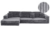 Corner Sofa Corduroy Dark Grey 4 Seater Right Hand
