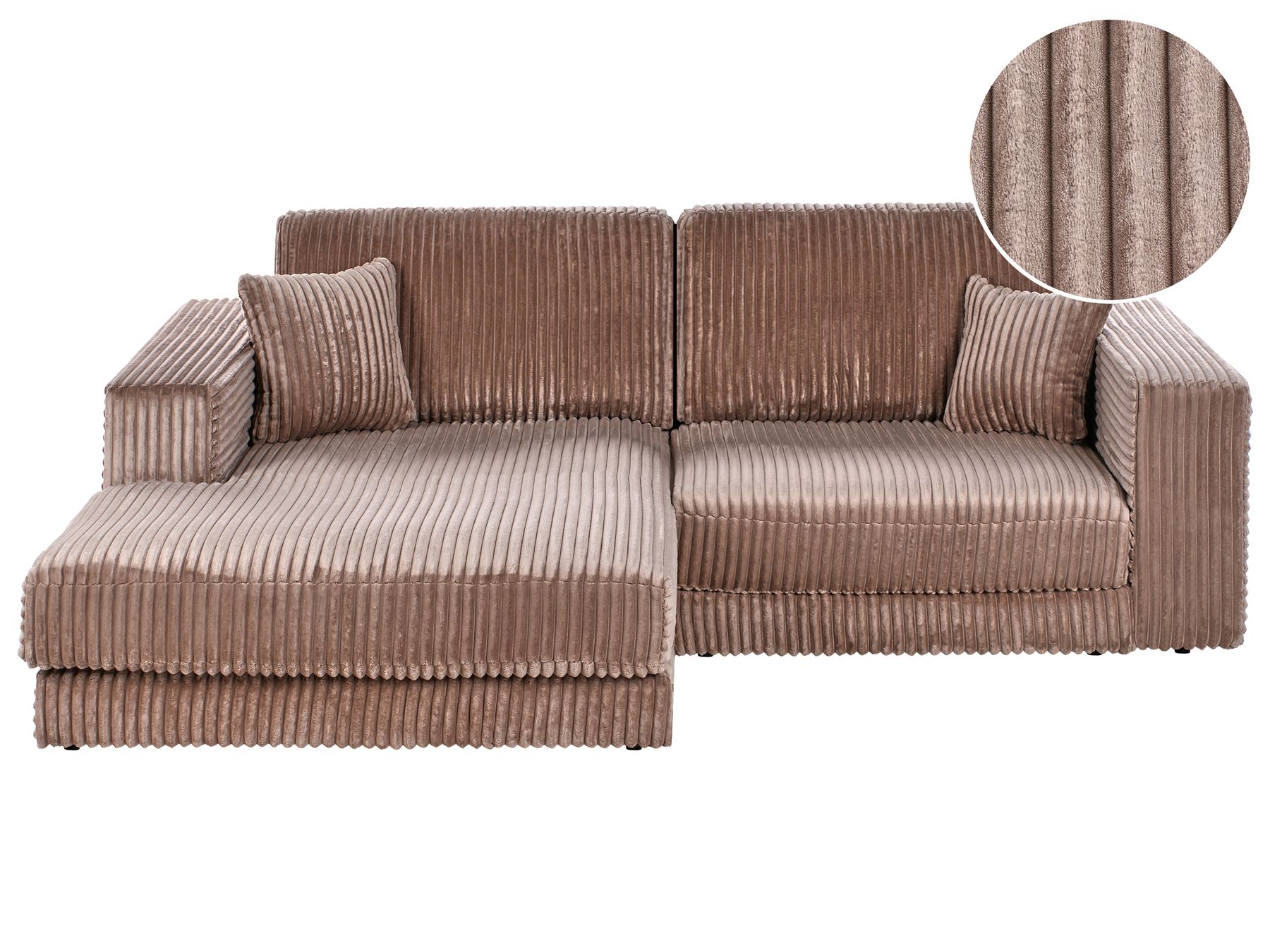 Corner Sofa LOFOTEN Corduroy Light Brown 3 Seater Right Hand