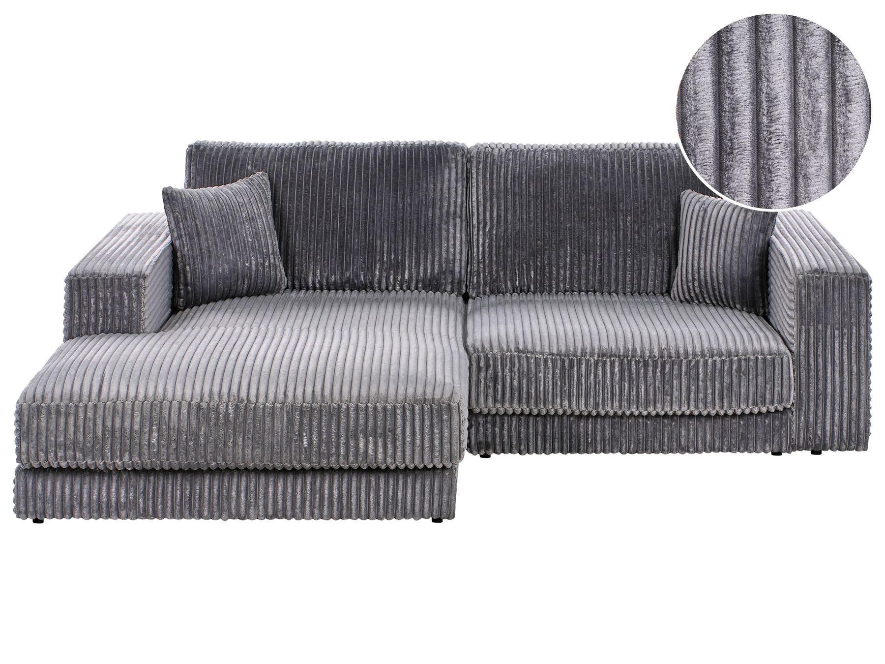 Corner Sofa LOFOTEN Corduroy Dark Grey 3 Seater Right Hand