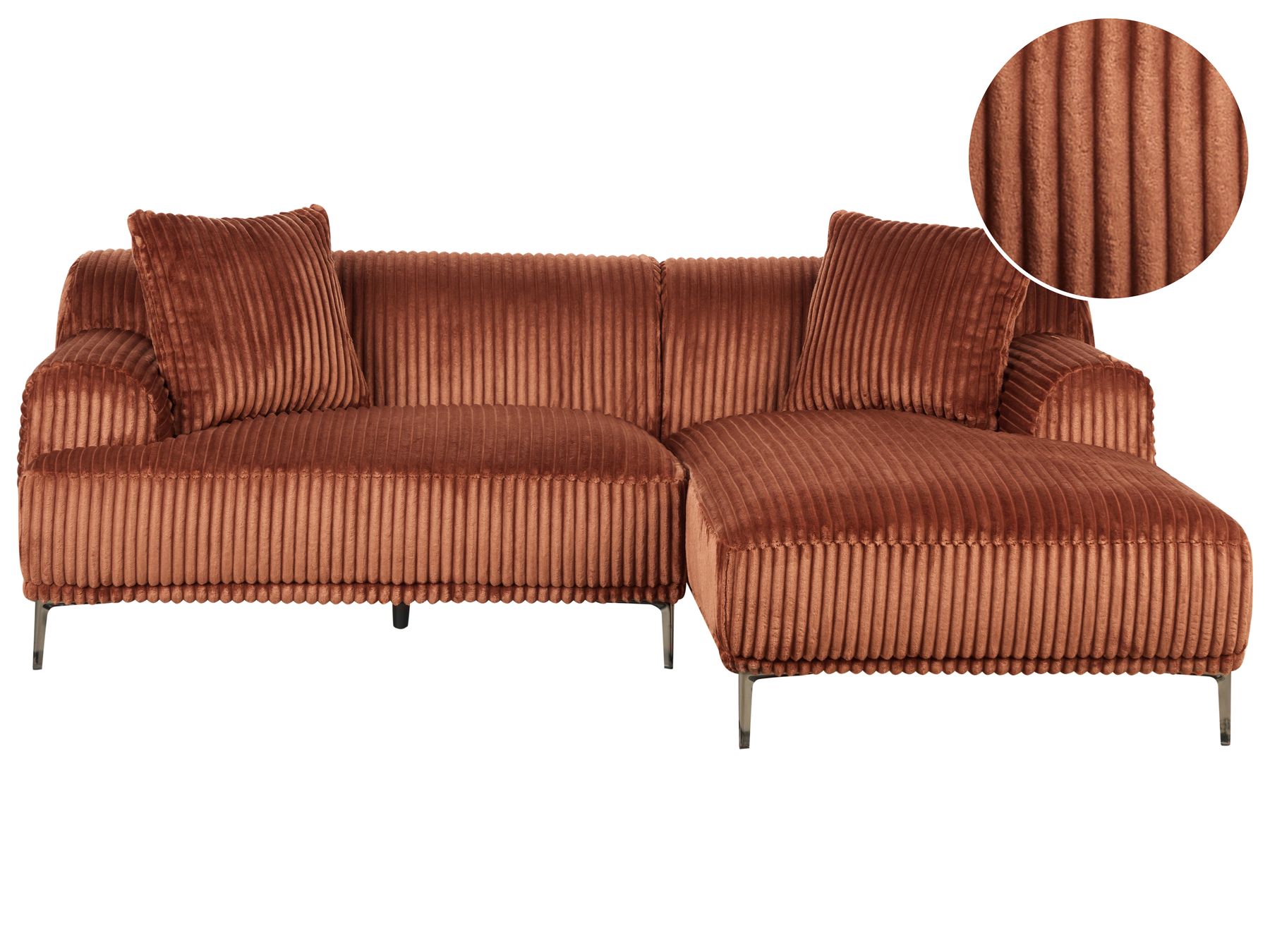 Corner Sofa STENUM Corduroy Brown Left Hand