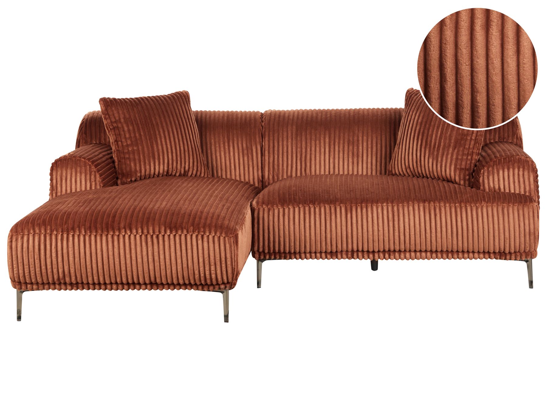 Corner Sofa STENUM Corduroy Brown Right Hand