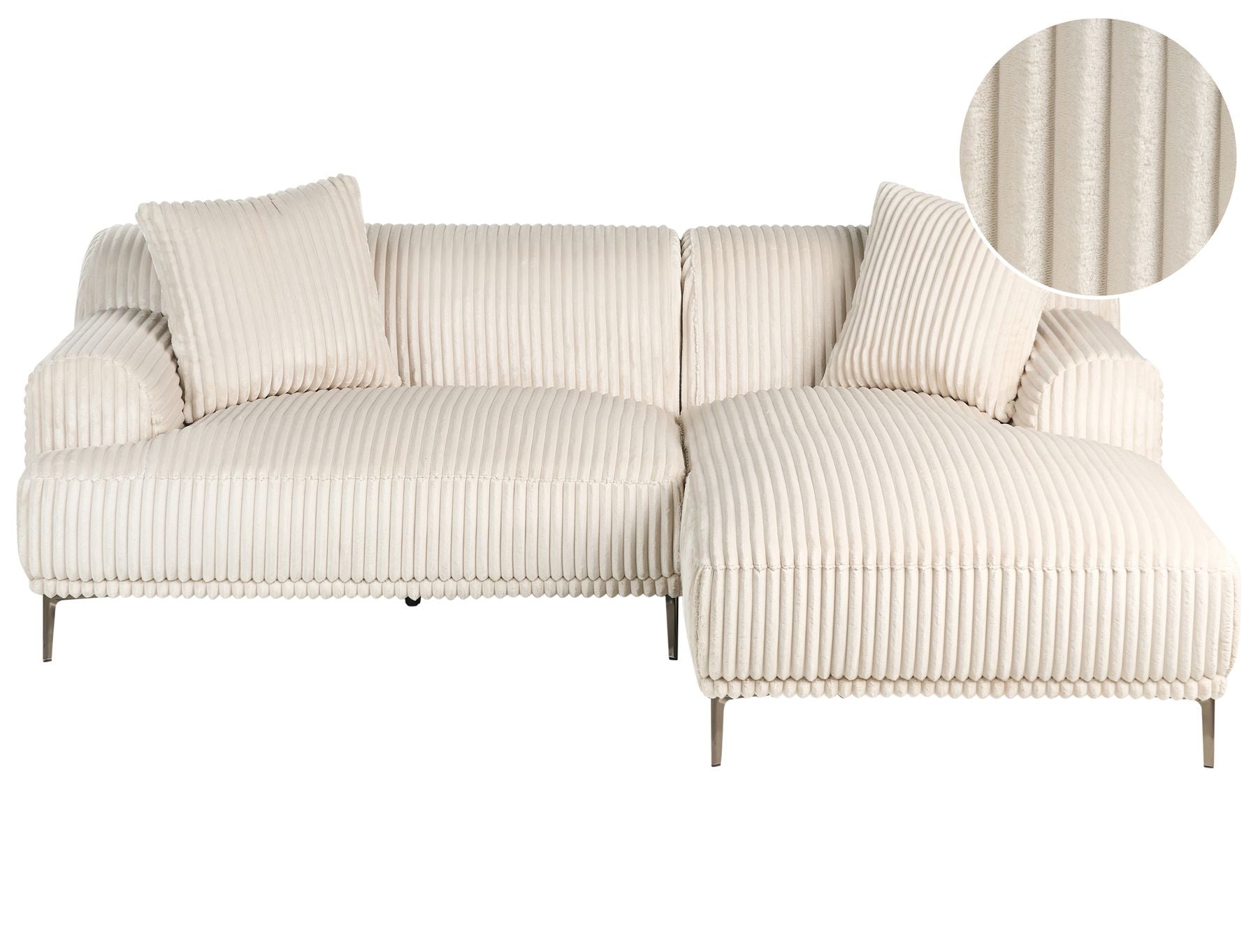 Corner Sofa STENUM Corduroy Off-White Left Hand