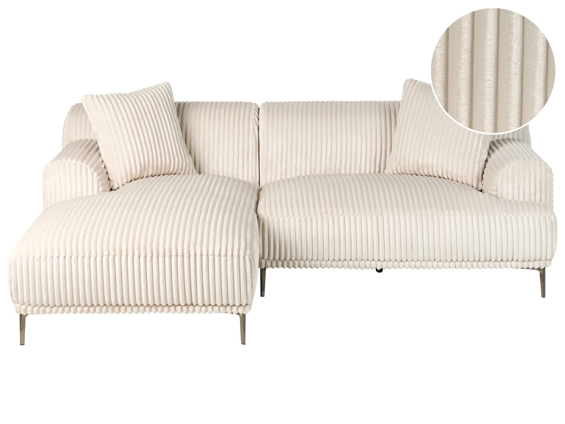 Corner Sofa STENUM Corduroy Off-White Right Hand